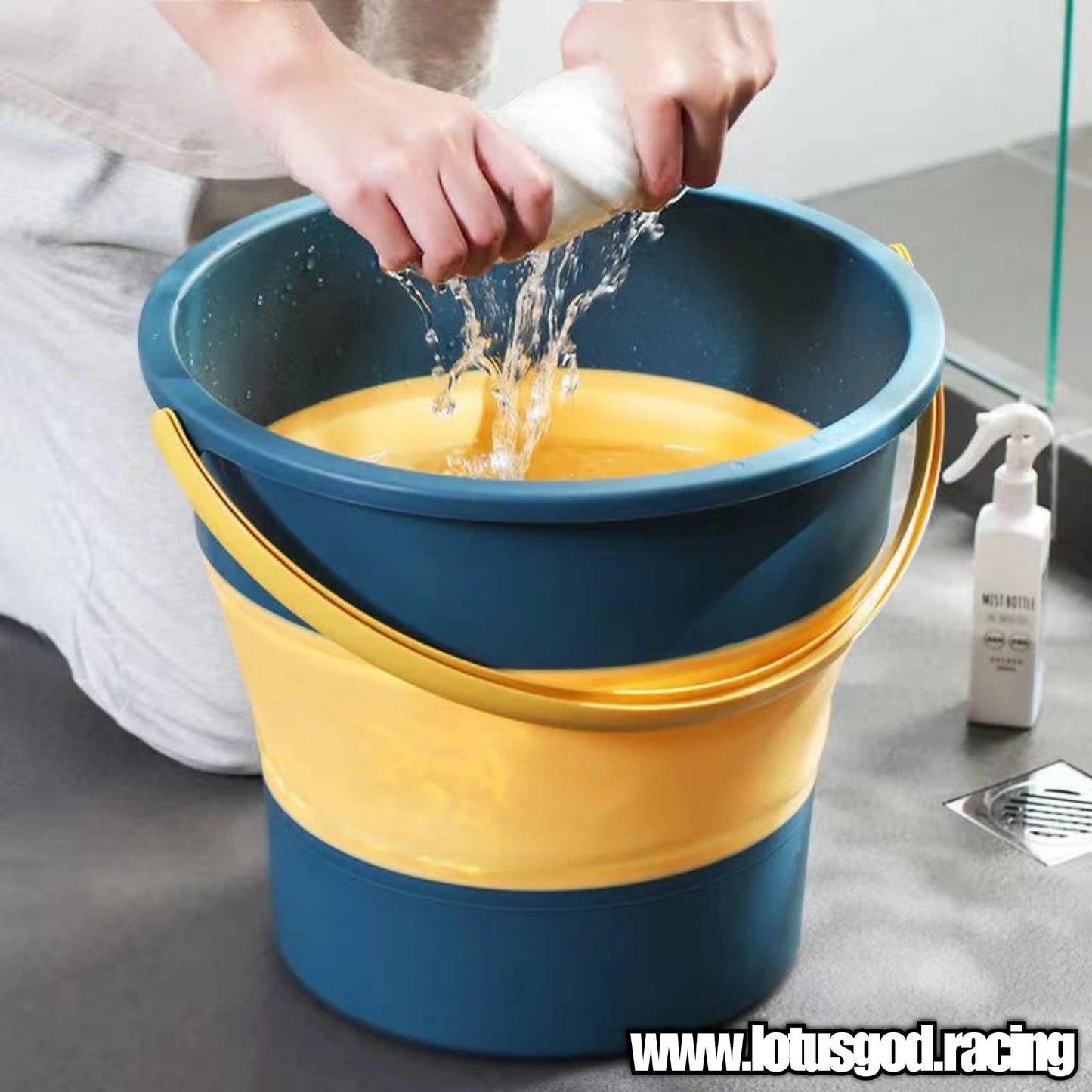 17L Folding Yellow Green Foldable Water Pail Bucket For Motorcycle Car Wash Spray Gun Home Use Etc