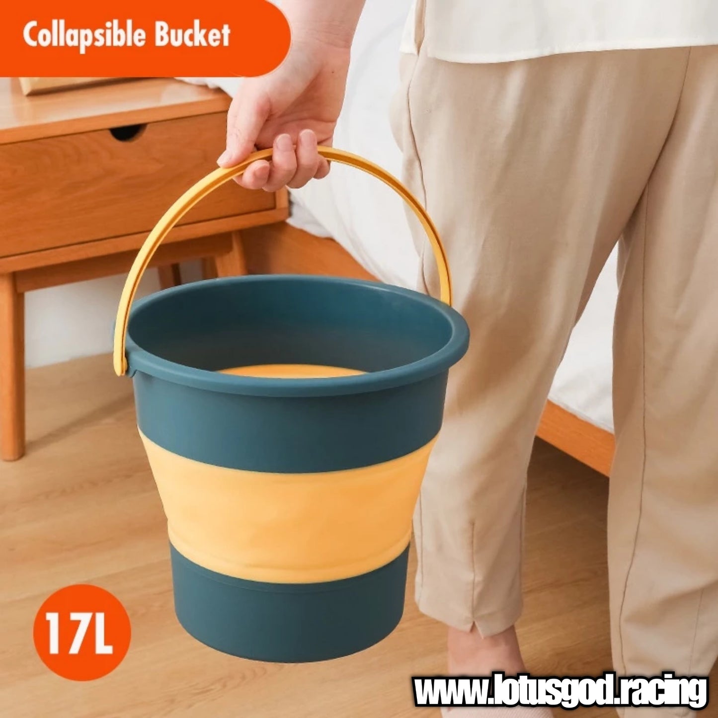 17L Folding Yellow Green Foldable Water Pail Bucket For Motorcycle Car Wash Spray Gun Home Use Etc