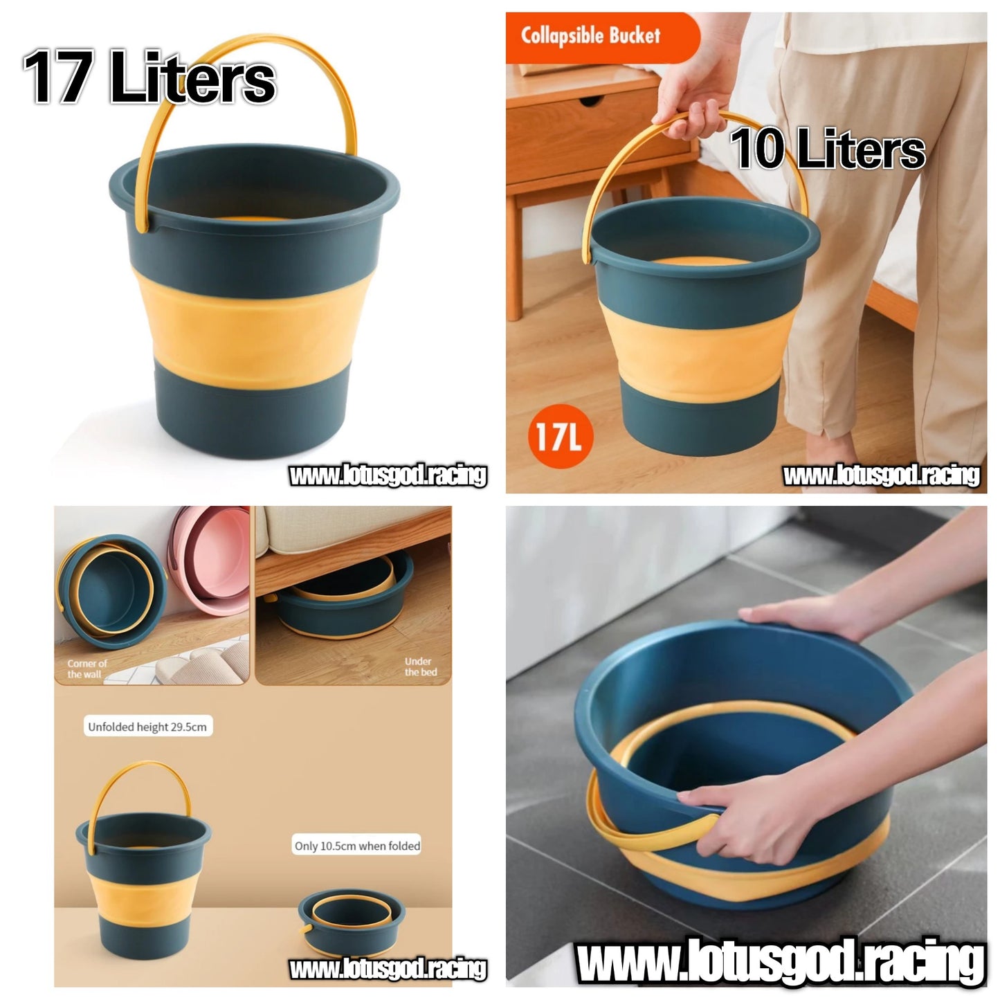 17L Folding Yellow Green Foldable Water Pail Bucket For Motorcycle Car Wash Spray Gun Home Use Etc