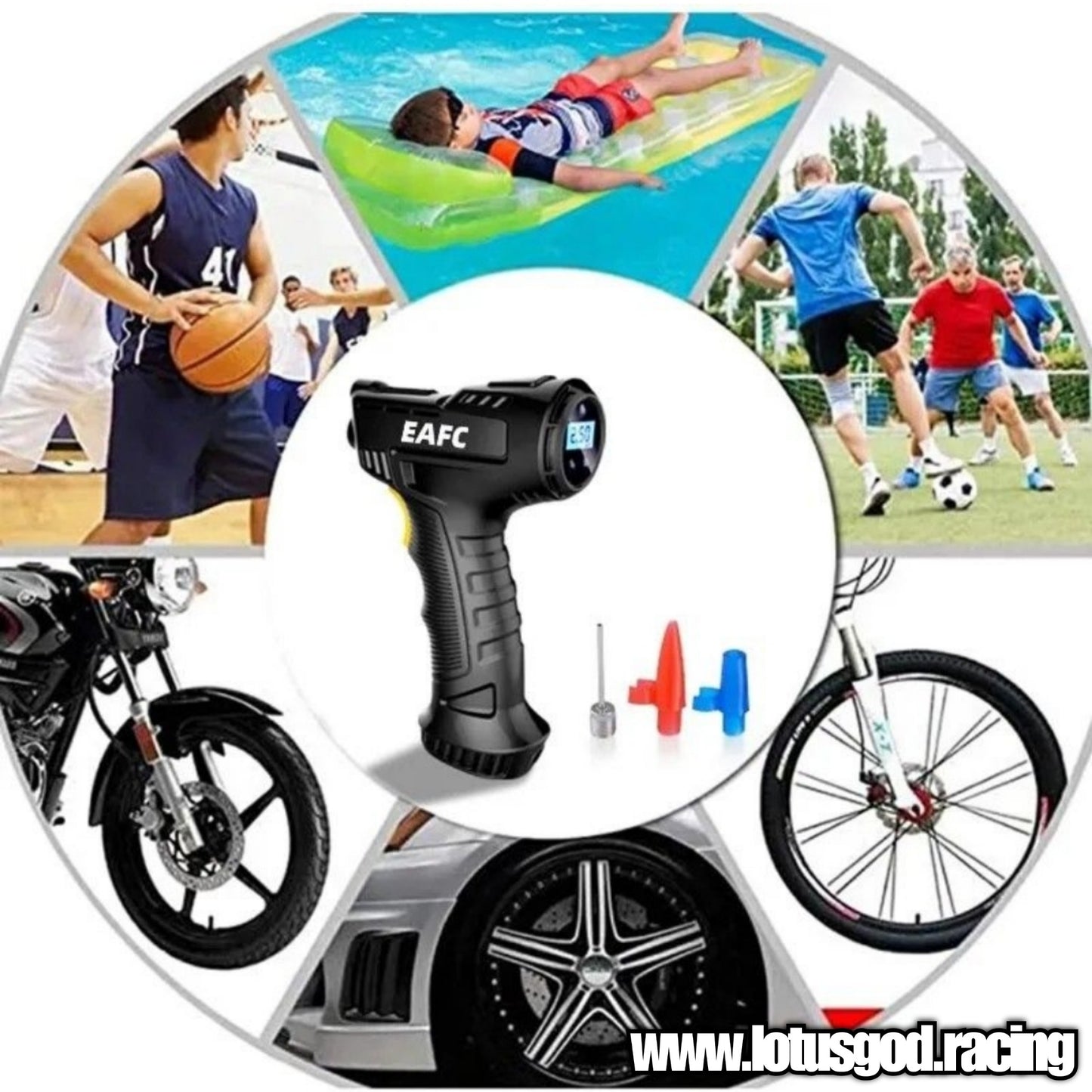 120W USB Rechargeable Schrader Valve Electric Air Compressor Tyre Pump Inflator + Led For Car Van Pick Up Etc