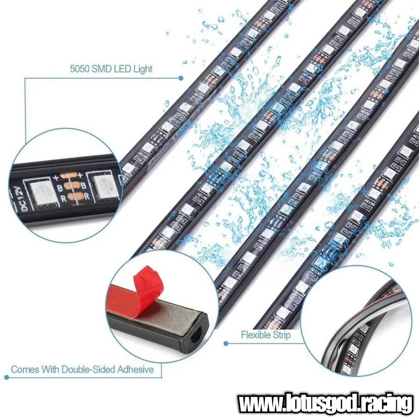 12 Volts Rainbow Dream LED Undercarriage Flexible Bottom Chassis Underglow Strip Light Waterproof Remote/APP Control Neon Underbody Light Lamp