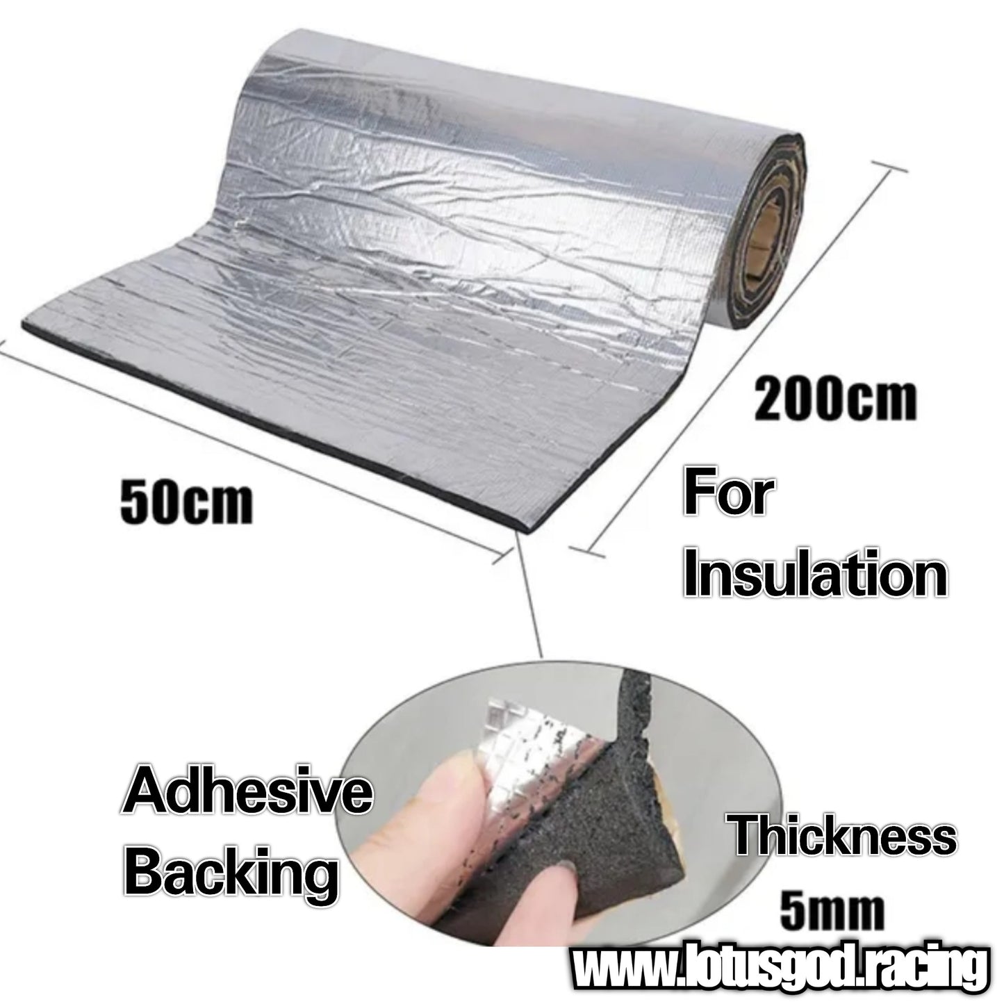 200cm X 50cm Sound Proof 5mm Thick Auto Acoustic Thermal Heat Wall Panels Noise Insulation Reduction Mats
