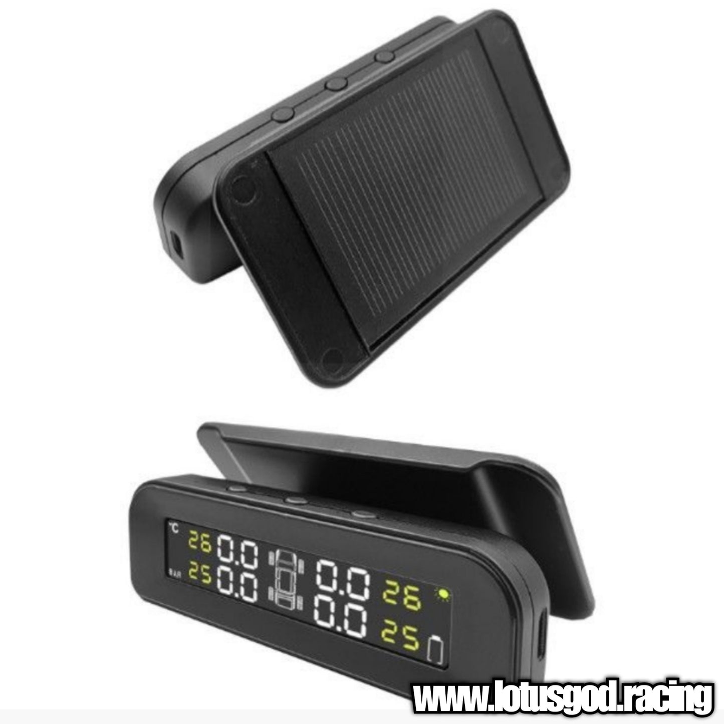 Wireless Solar Power Rechargeable USB LED Tyre Pressure Monitoring System For Real Time Tyre Leak Air Detection- TPMS For Car Tires