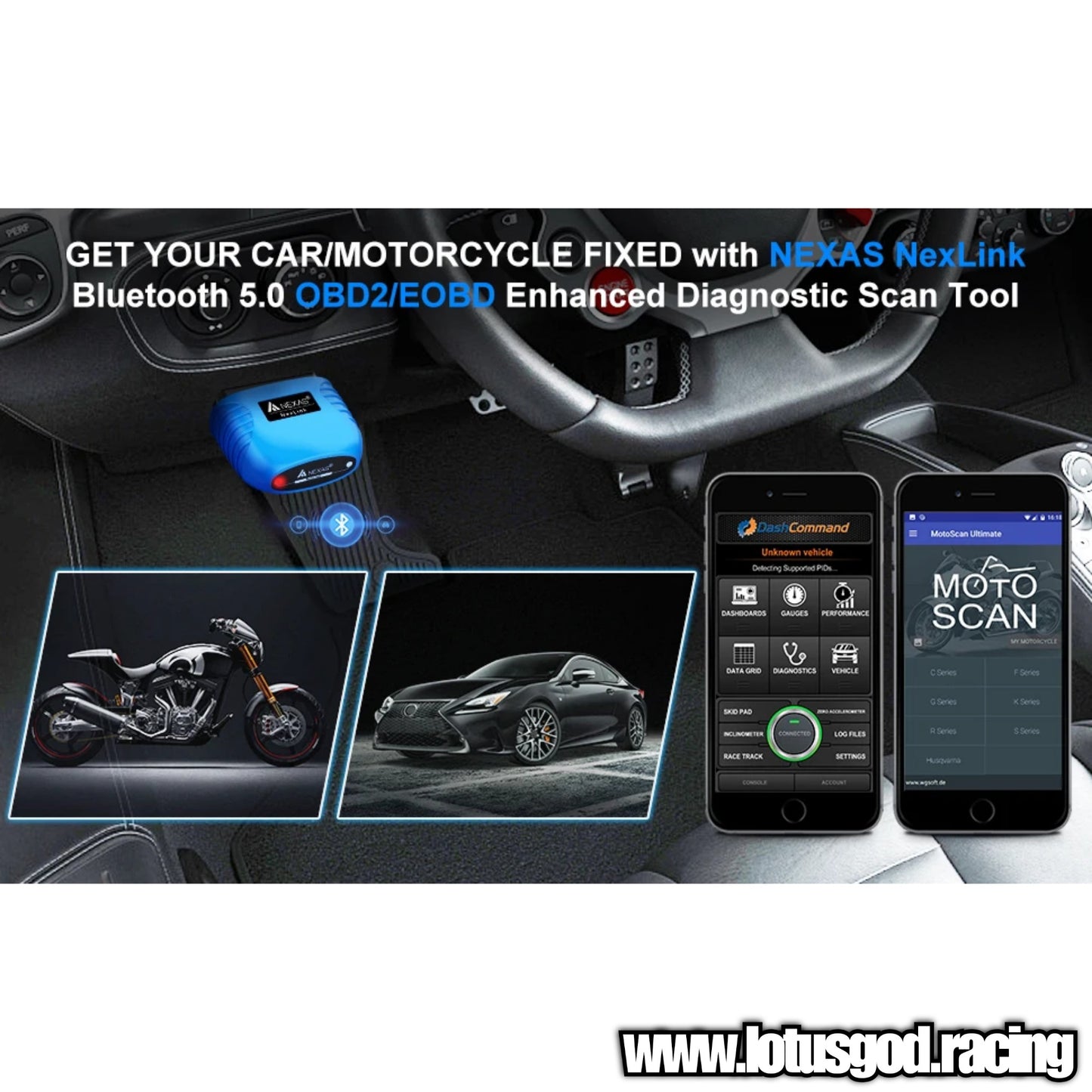 Universal OBD NexLink Car BMW Motorcycle Diagnostic Tool Bluetooth 5.0 OBD2 EOBD Scanner for iOS Android Windows Fault Code Reader Check Engine