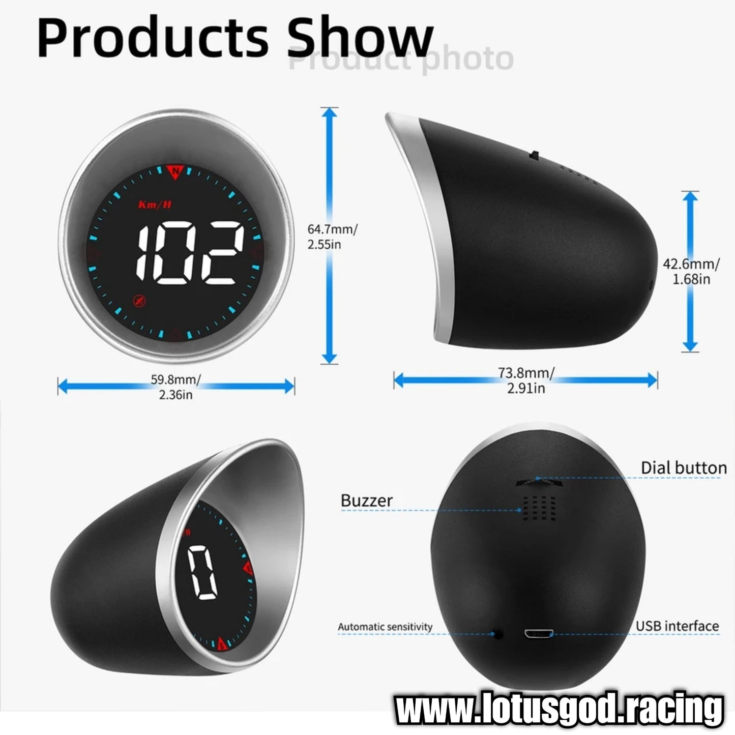 Universal USB Powered Plug & Play Hud Gps Vsd Mileage Overspeed Auto Alarm Head Up Display Compass Projector Smart Digital Speed Meter Gauge For All Vehicle