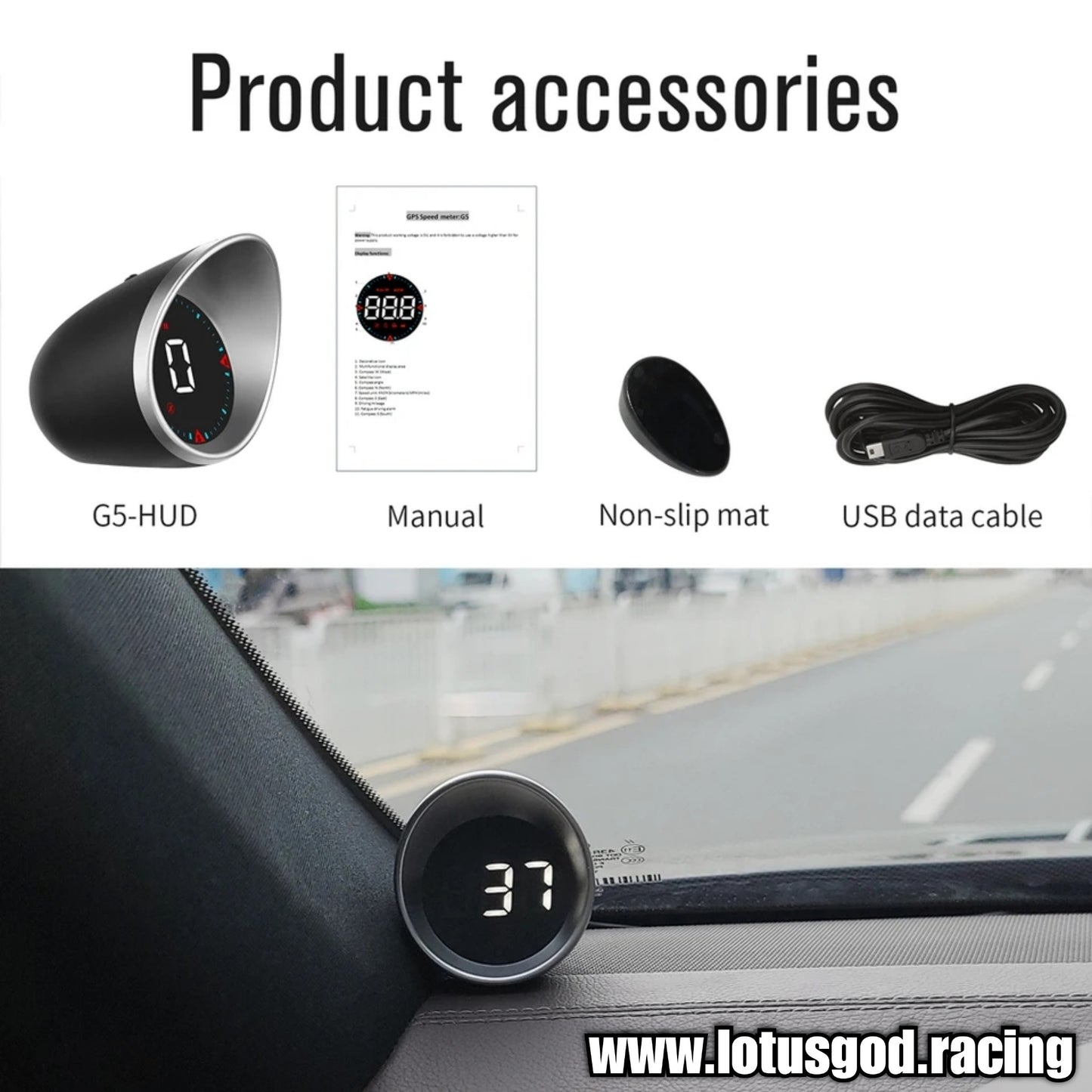 Universal USB Powered Plug & Play Hud Gps Vsd Mileage Overspeed Auto Alarm Head Up Display Compass Projector Smart Digital Speed Meter Gauge For All Vehicle