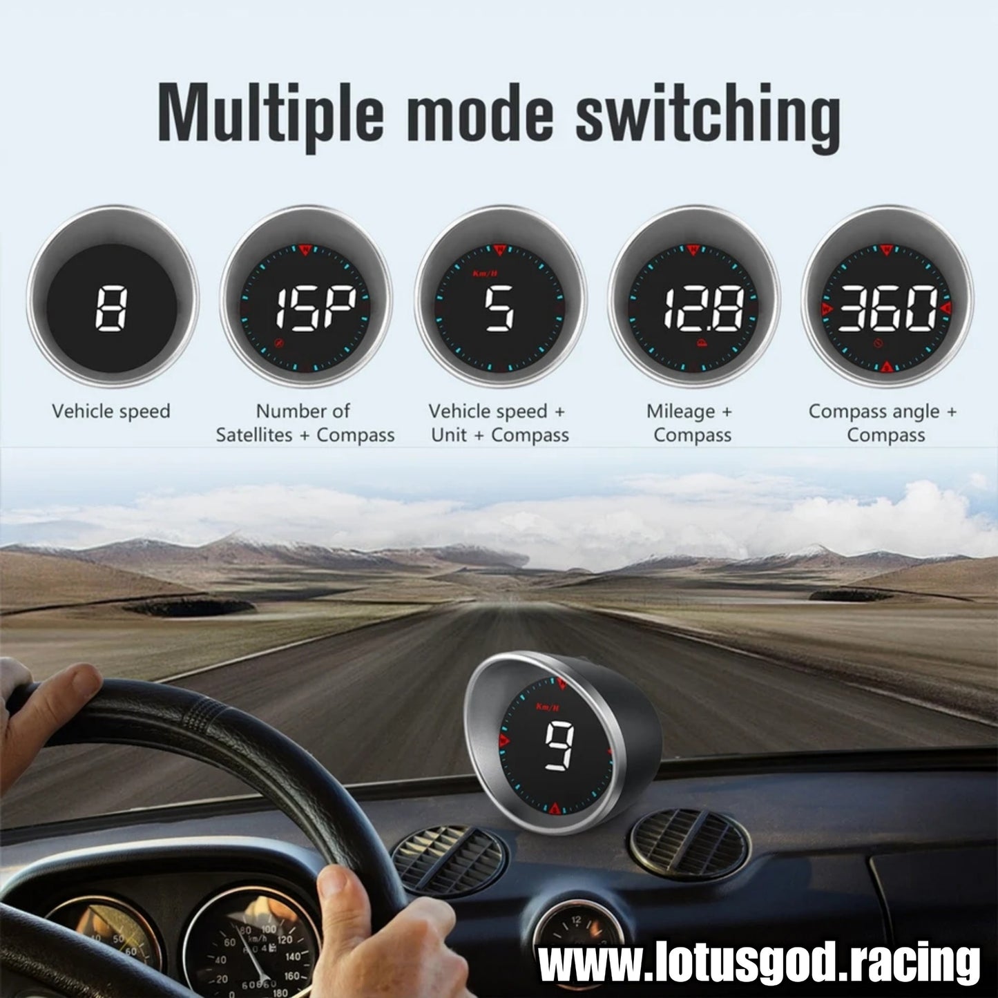 Universal USB Powered Plug & Play Hud Gps Vsd Mileage Overspeed Auto Alarm Head Up Display Compass Projector Smart Digital Speed Meter Gauge For All Vehicle