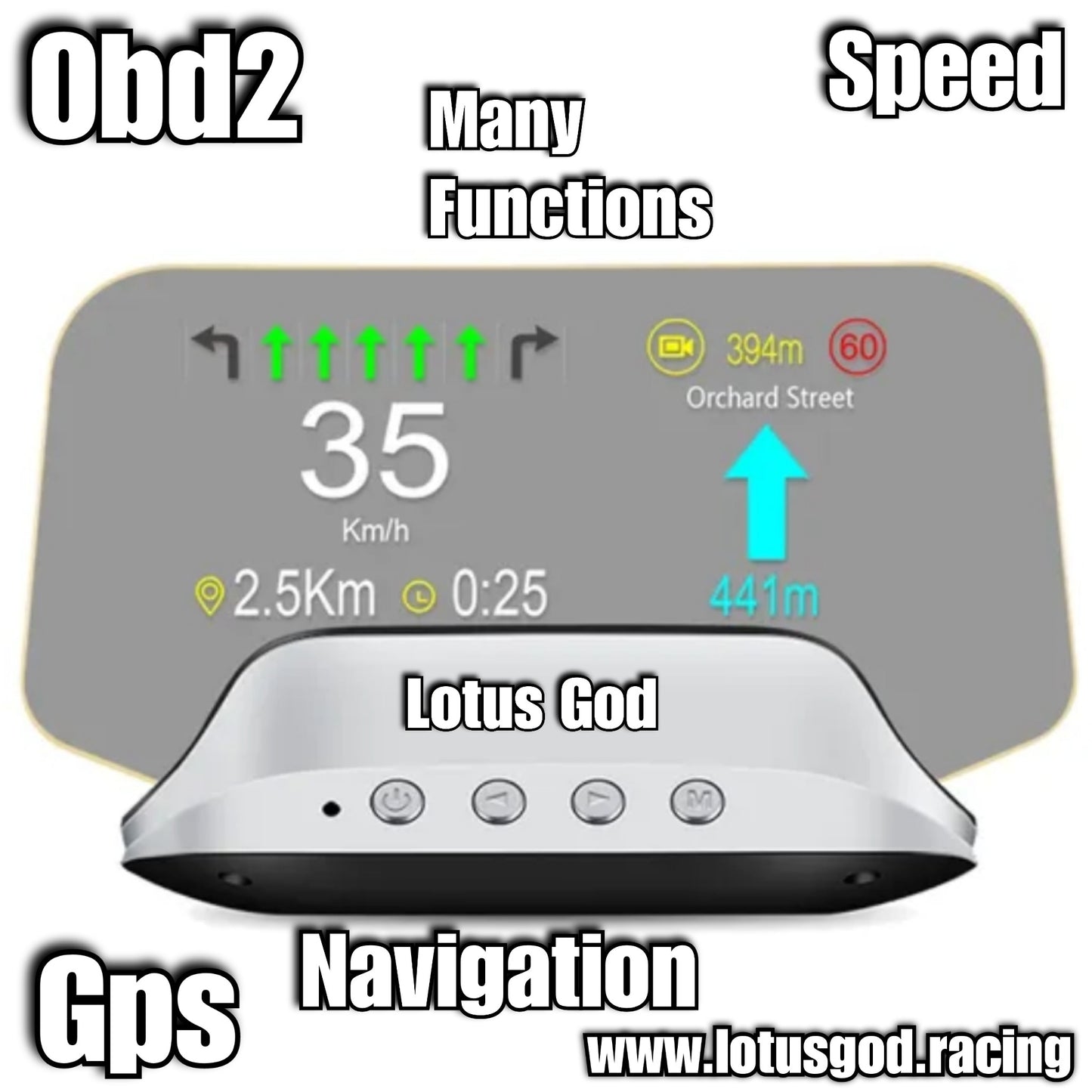 Obd2 Digital Map Box Navigation App Glass Projection Hud Vsd Car Head Up Display On Board Computer Clock Gps Speedometer OBD Diagnostic Tools Instrument Cluster Speed Auto Meter