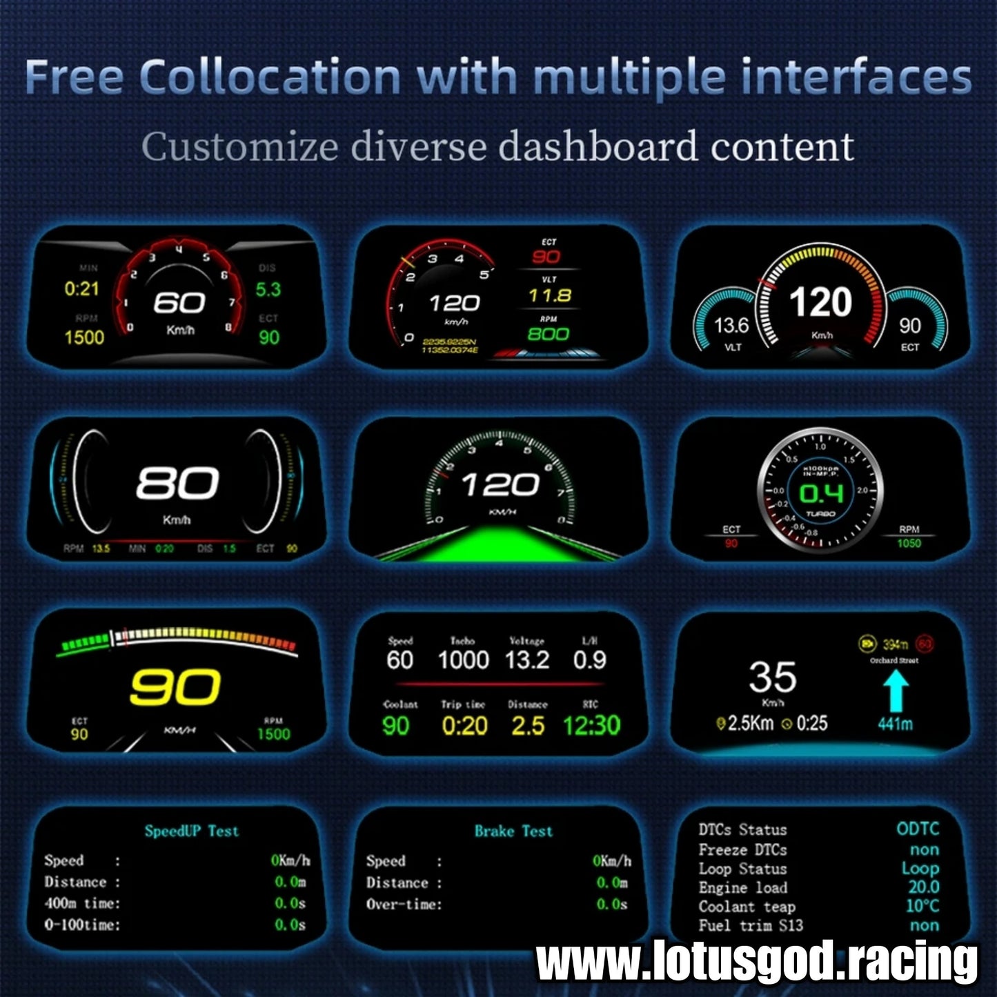 Obd2 Digital Map Box Navigation App Glass Projection Hud Vsd Car Head Up Display On Board Computer Clock Gps Speedometer OBD Diagnostic Tools Instrument Cluster Speed Auto Meter