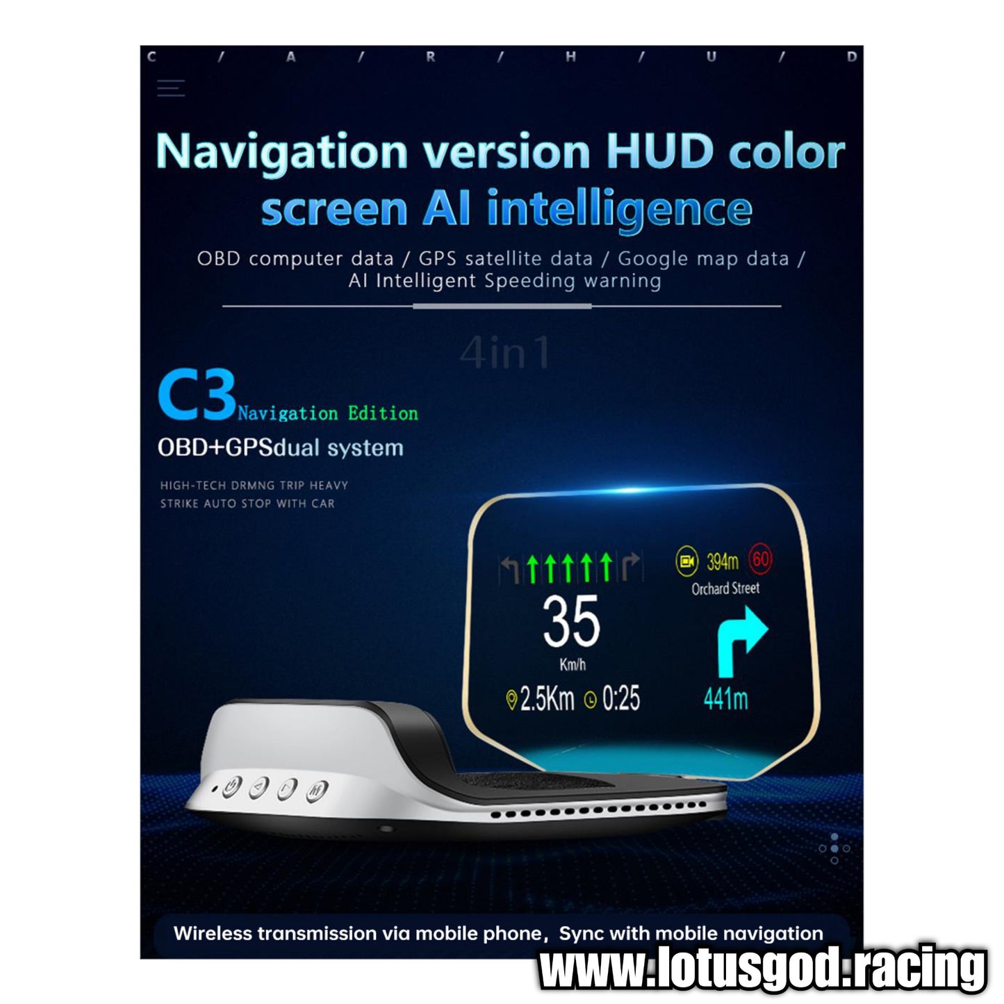 Obd2 Digital Map Box Navigation App Glass Projection Hud Vsd Car Head Up Display On Board Computer Clock Gps Speedometer OBD Diagnostic Tools Instrument Cluster Speed Auto Meter