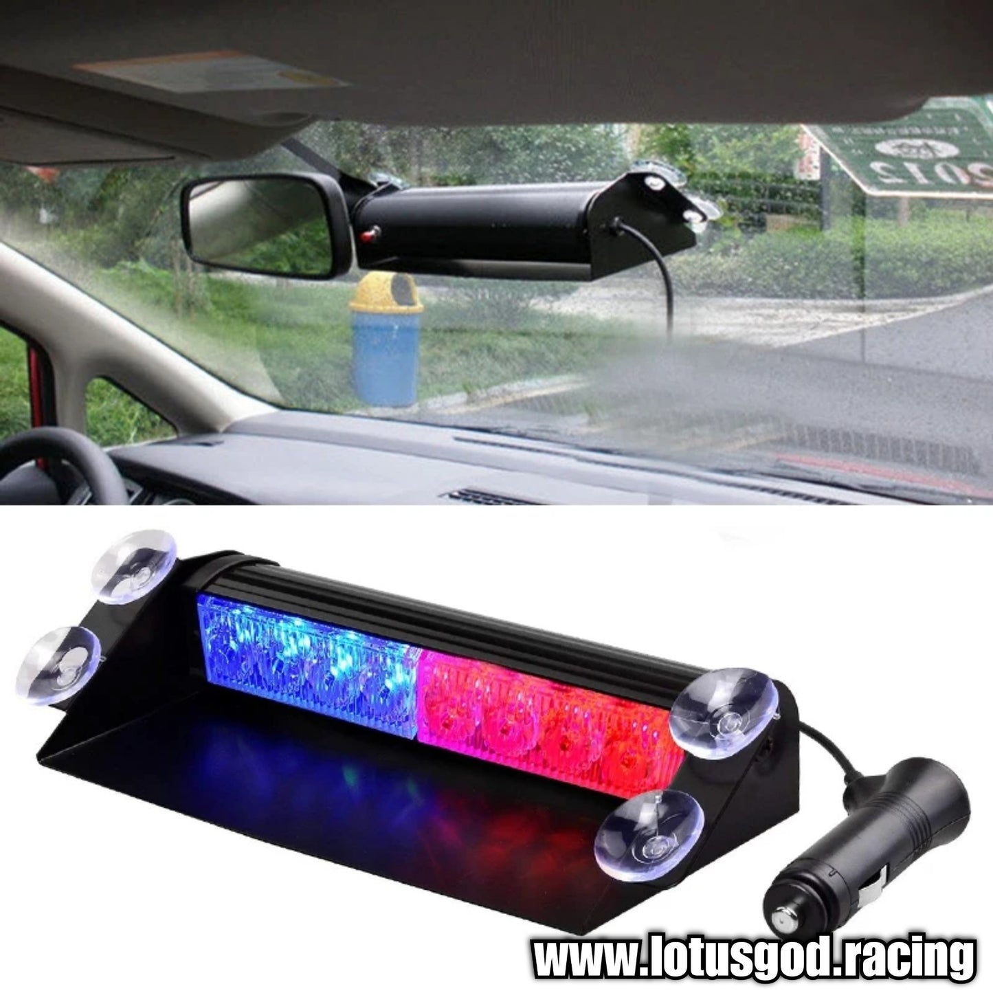 12 Volts 8 LED Blue Red Police Amber Orange White Flashing Emergency Bright Strobe For 12V Car Lorry Van Pick Up Truck Flashing Warning Light On Windscreen