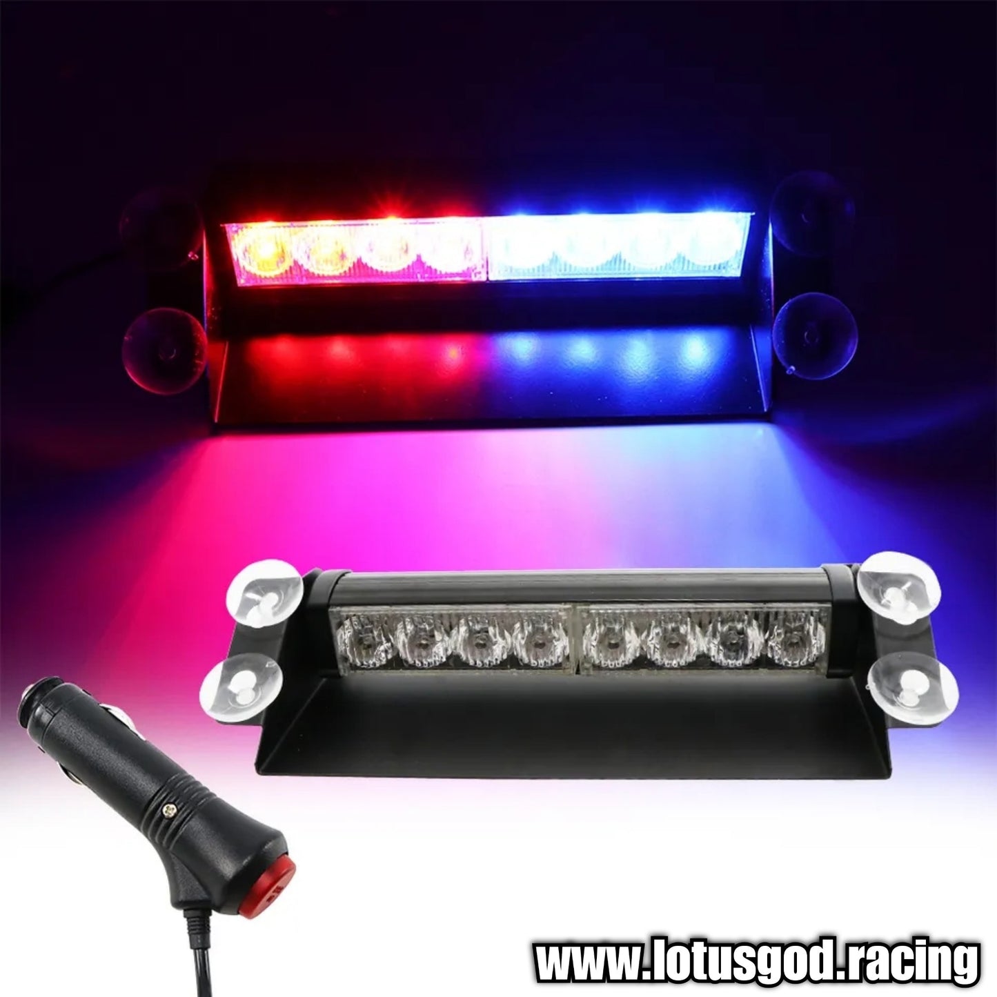 12 Volts 8 LED Blue Red Police Amber Orange White Flashing Emergency Bright Strobe For 12V Car Lorry Van Pick Up Truck Flashing Warning Light On Windscreen