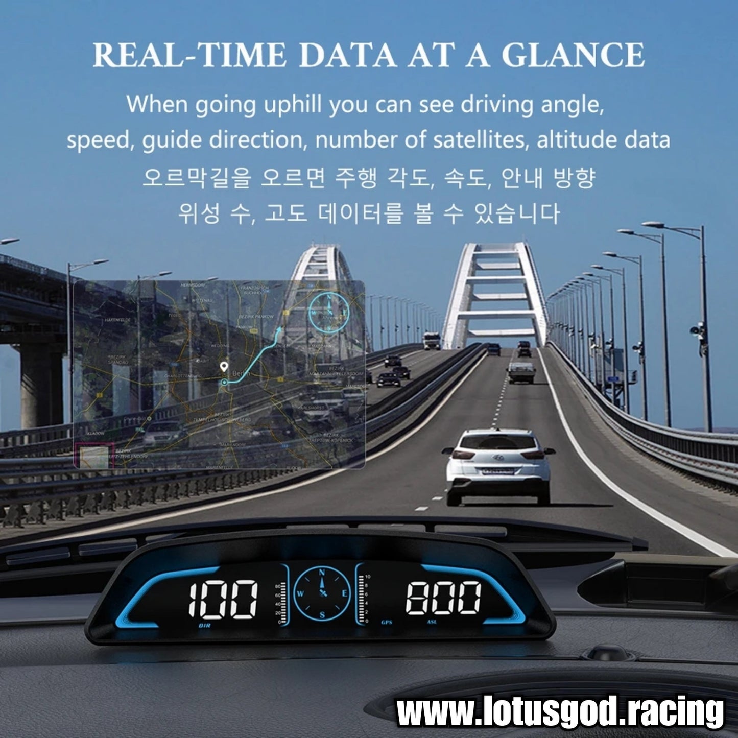 Universal USB Gps Head Up Speed Display Electronics Hud Projector Digital Blue Led Gauge Speedometer Accessories For All Cars