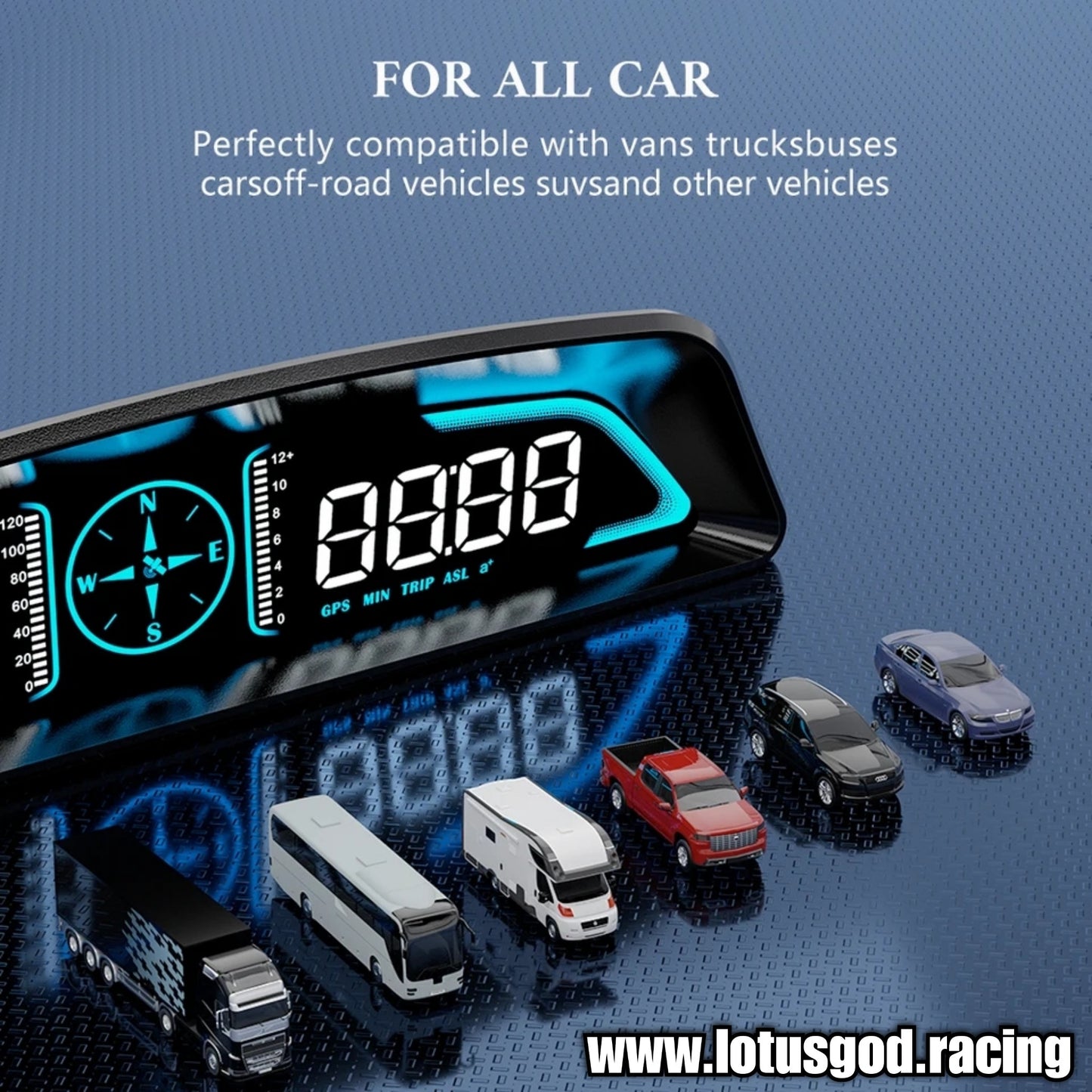 Universal USB Gps Head Up Speed Display Electronics Hud Projector Digital Blue Led Gauge Speedometer Accessories For All Cars
