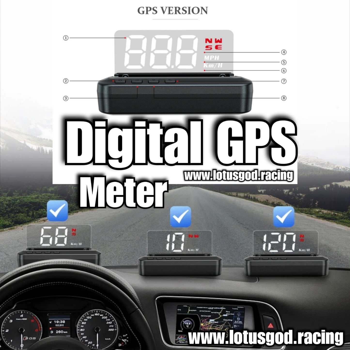 Universal USB Gps Head Up Speed Display Electronics Hud Projector Digital Car White Led Gauge Speedometer Accessories For All Cars