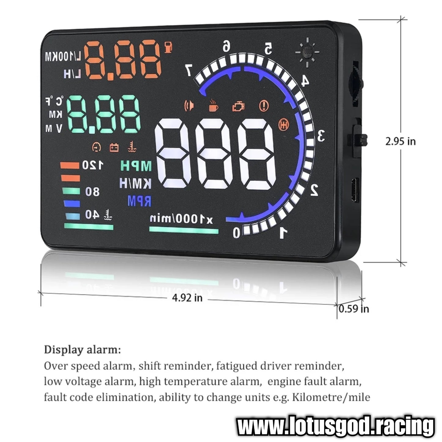 5.5'' Inch Big Display OBD2 Hud Head Up Obd Display A8 VSD Digital Speedometer Windscreen Speed Glass Projector With Speed Water Temp RPM Alarm Etc
