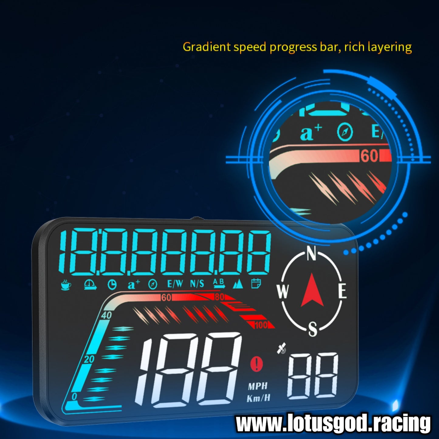 Universal GPS USB Powered Hud Virtual Head Up Display Speedometer For Car Gadgets On Windshield Projection 3 Digital Speed Meter VSD Reflection Clock Time