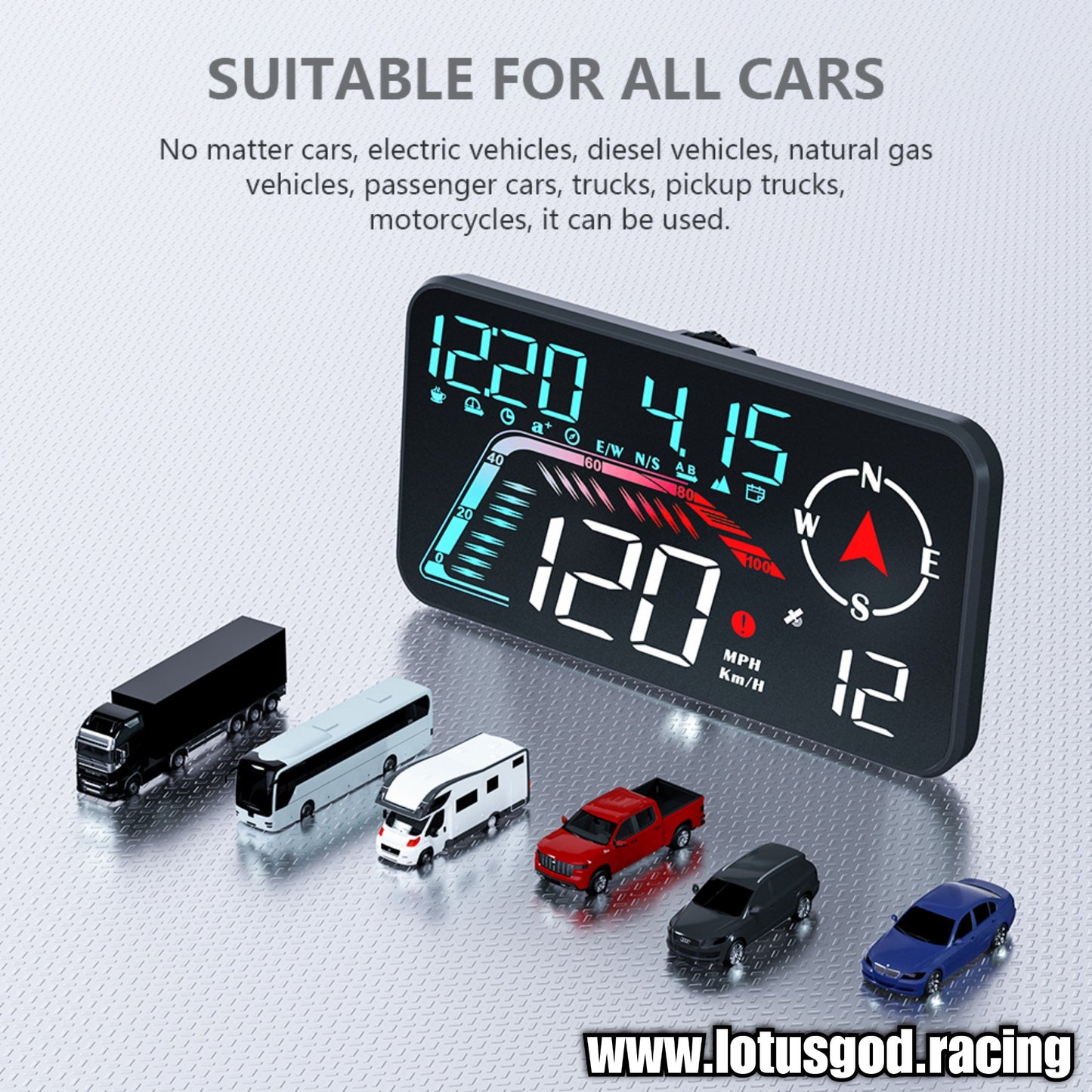 Universal GPS USB Powered Hud Virtual Head Up Display Speedometer For Car Gadgets On Windshield Projection 3 Digital Speed Meter VSD Reflection Clock Time