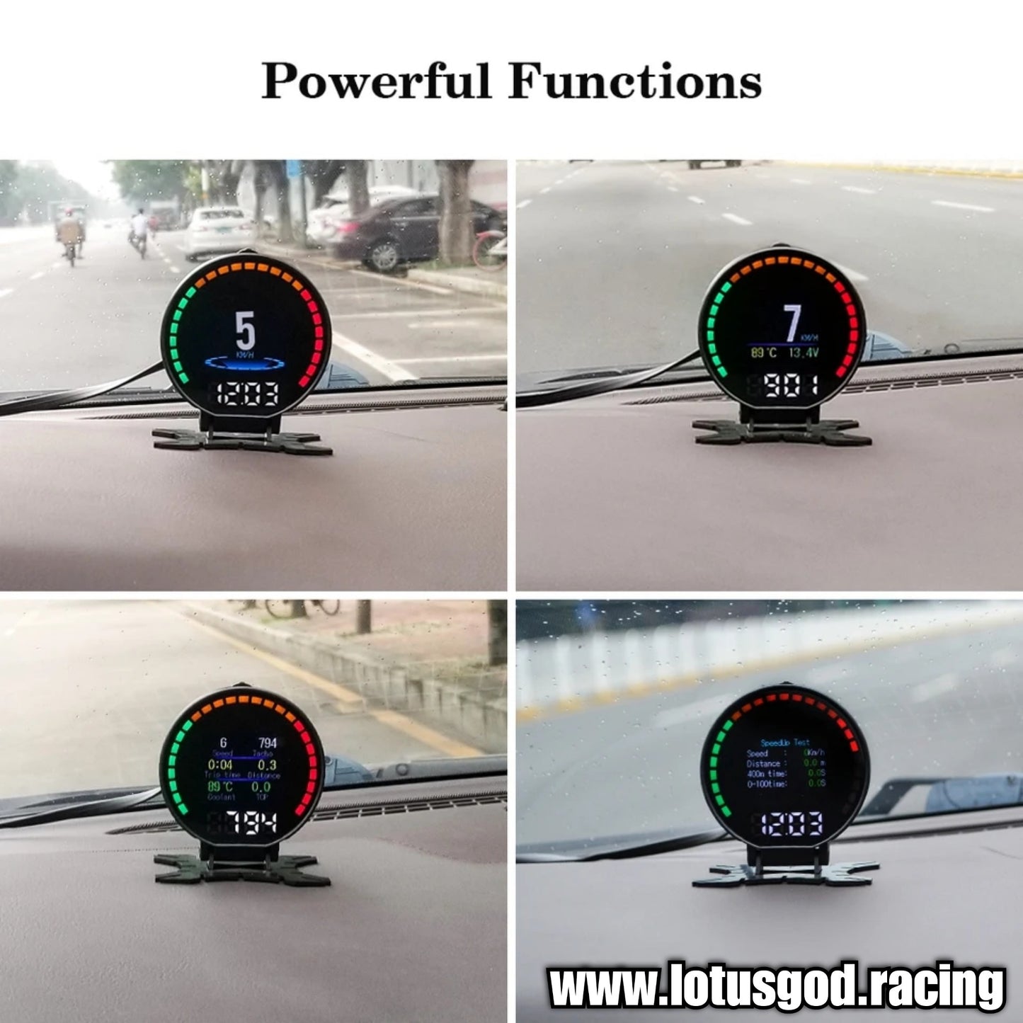 Obd Round Colour Smart Digital Display OBD2 Hud Head Up VSD Digital Speedometer With Speed Water Temp RPM Alarm Water Temperature Volt Alarm Turbo Boost Pressure Gauge