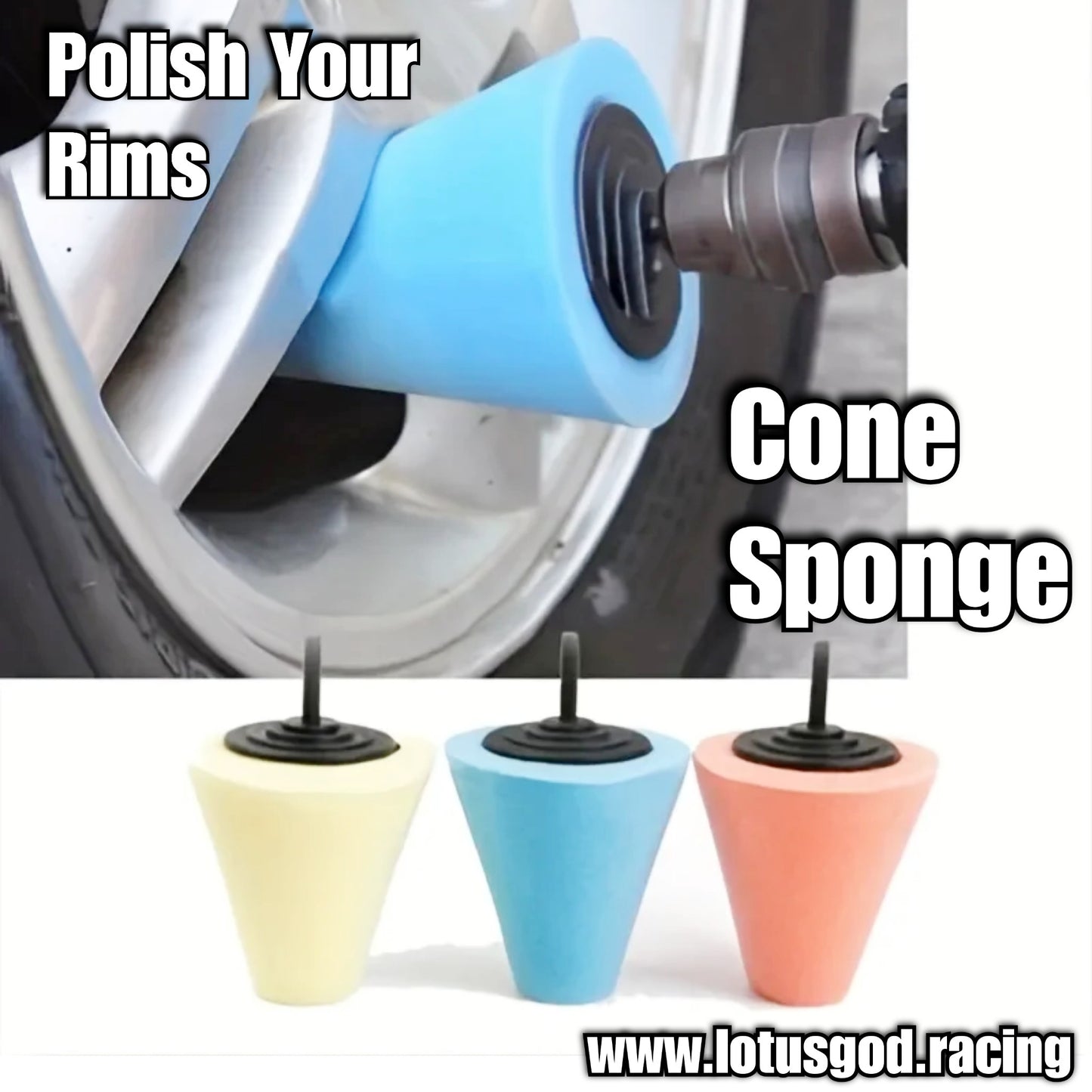 3 Pieces Electric Drill Cone Soft Polish Sponge Set For Polishing Car Wheel Hub Rims