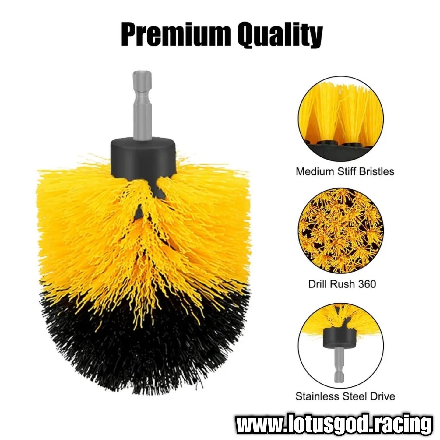 3 Pieces Of 1/4 Drill Brush Car Home Toliet Scrubber Kit For Automobile Detailing Auto Care Medium Bristle Cleaning Exterior Detailer Tool