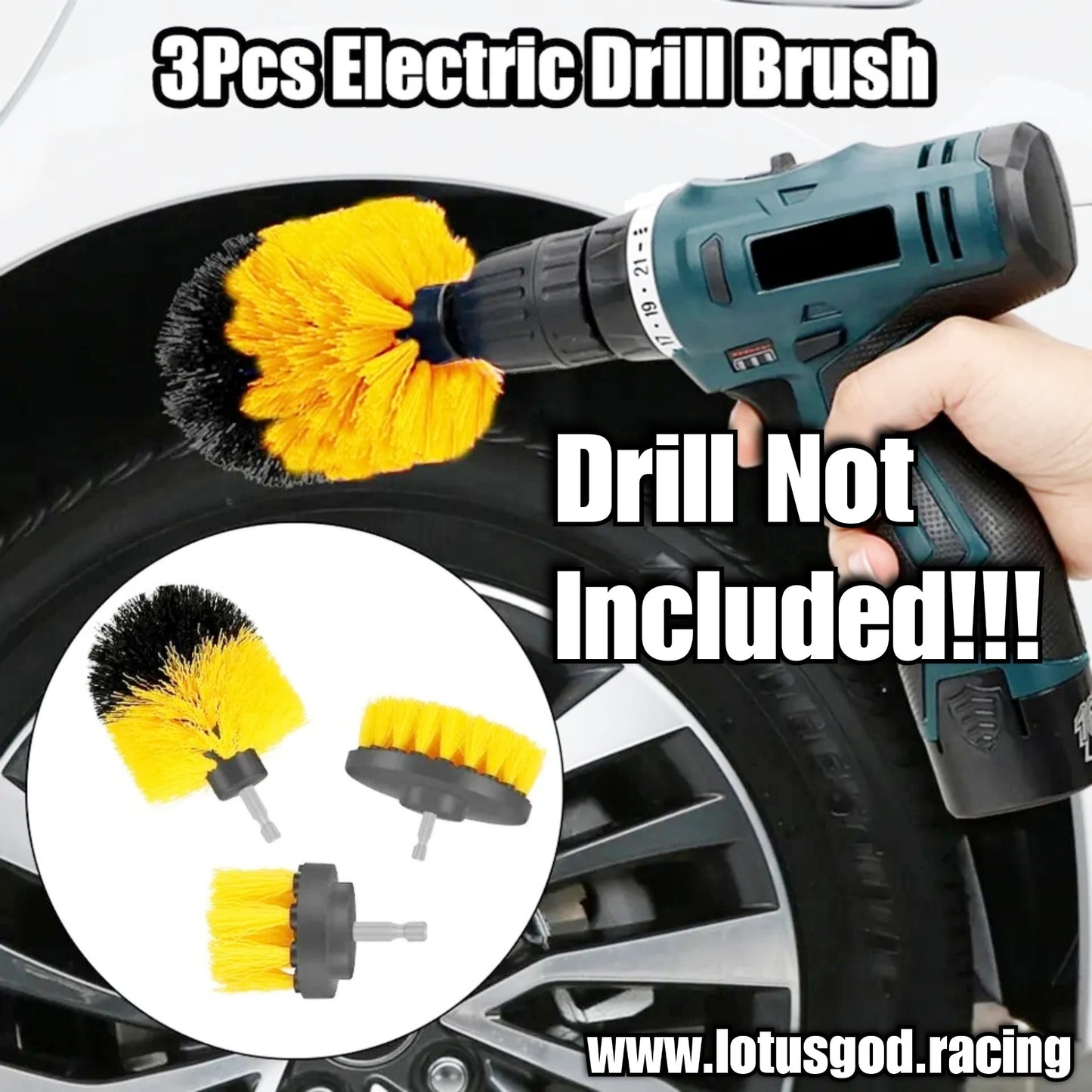 3 Pieces Of 1/4 Drill Brush Car Home Toliet Scrubber Kit For Automobile Detailing Auto Care Medium Bristle Cleaning Exterior Detailer Tool