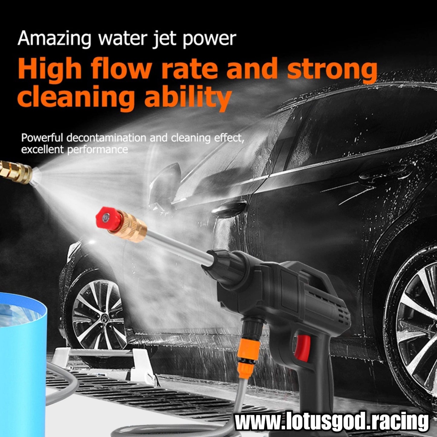 Advance Level Wireless Portable Bucket Water Jet High Pressure Wash Machine Spray Gun Cleaner Tool For Pail Suction + 3 Rechargeable Battery
