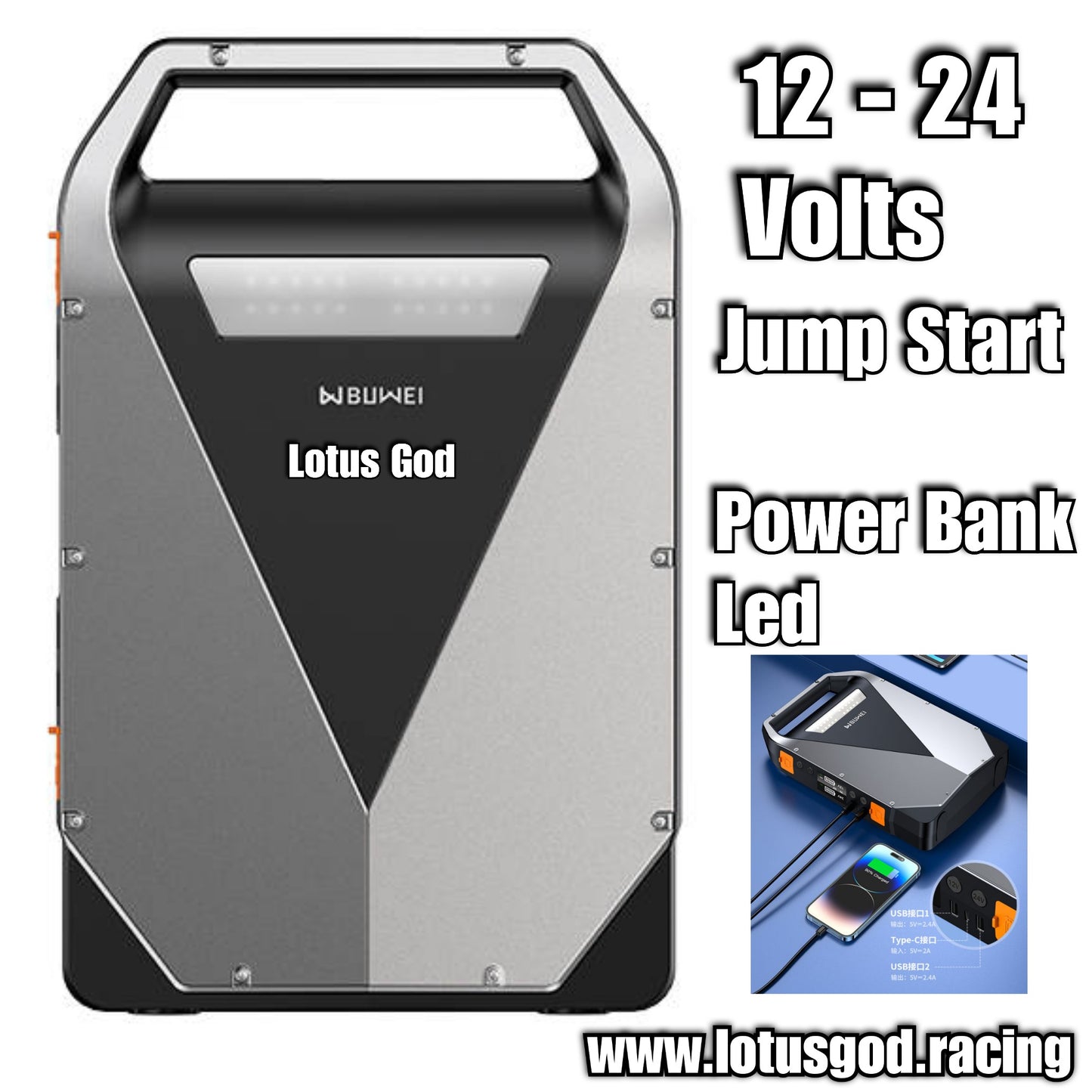 Very Powerful 54400mah Universal 12 Volt - 24 Volts Diesel Petrol Car Truck Van Lorry Trailer Jump Start + Power Bank + Emergency Led Light Rechargeable Type C Battery Supply Starter