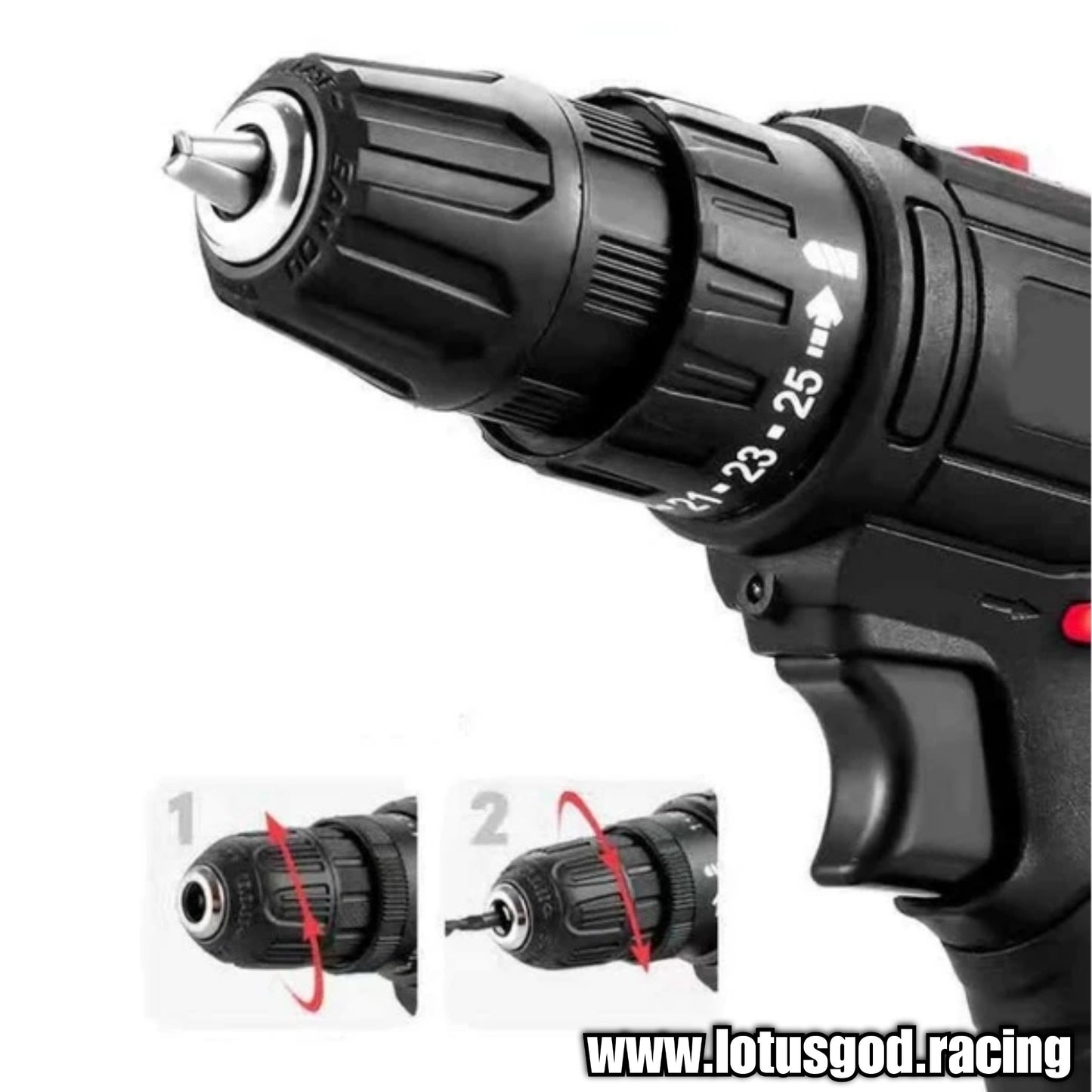 48V Wireless Portable Cordless Electric Impact Power Torque Drill + 1 42Vf Rechargeable Lithum Battery + Charger + Black Case Box