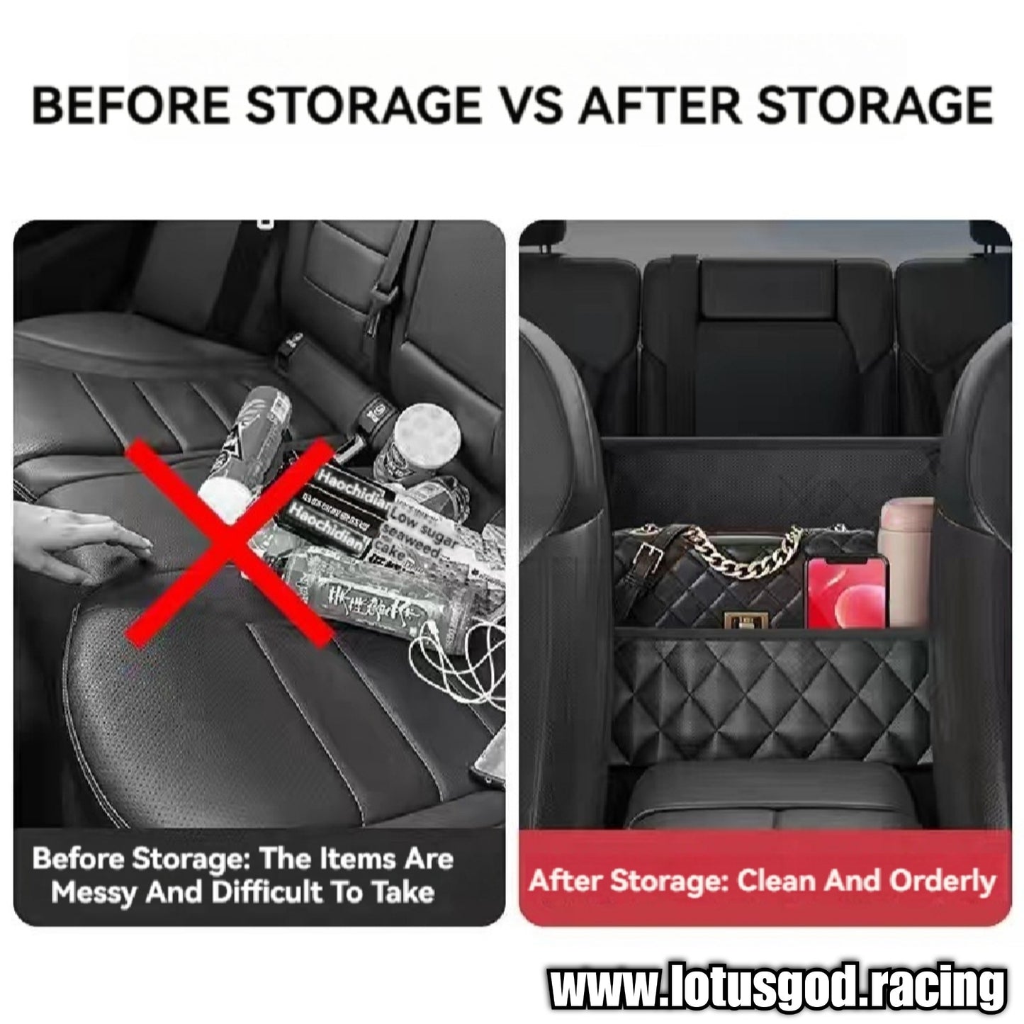 Multi Purpose Adjustable Car Headrest Back Seat Black Storage Bag With High Capacity Oxford Rear Head Rest Organizer