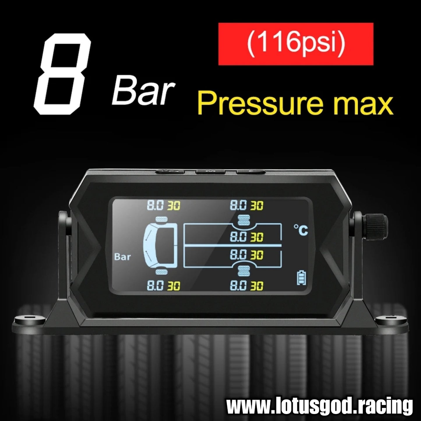 Tpms Wireless Solar Power Rechargeable USB LED Internal | External Tyre Pressure Monitoring System Real Time Detection For All Vehicle With 6 Wheels