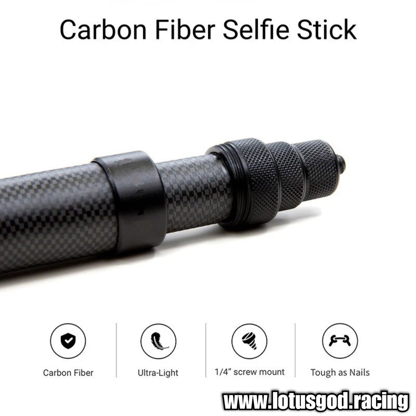 1/4" Carbon Fiber 1.5 Meters Fully Adjustable Shaft Invisible Selfie Stick Cam For Insta360 ONE X | Insta360 ONE R | One | EVO | GoPro | DJI OSMO Action Tripod Camera Stand