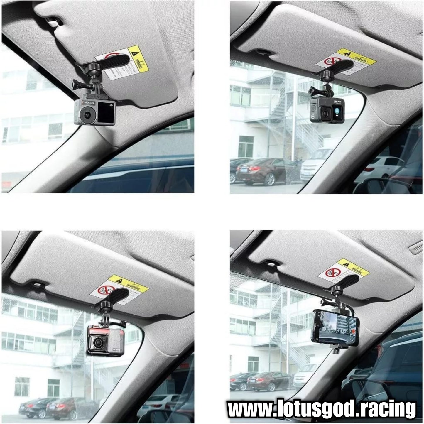 1/4" Adjustable Sun Visor Clip On Rear Front 360 Degree Cam View For GoPro Insta360 Camera Holder