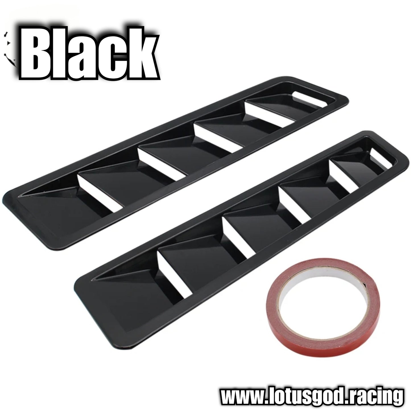 Universal Black | Carbon Fiber Print Front Rear Fender Bumper Air Flow Intake Shark Fin Panel Grill Vent