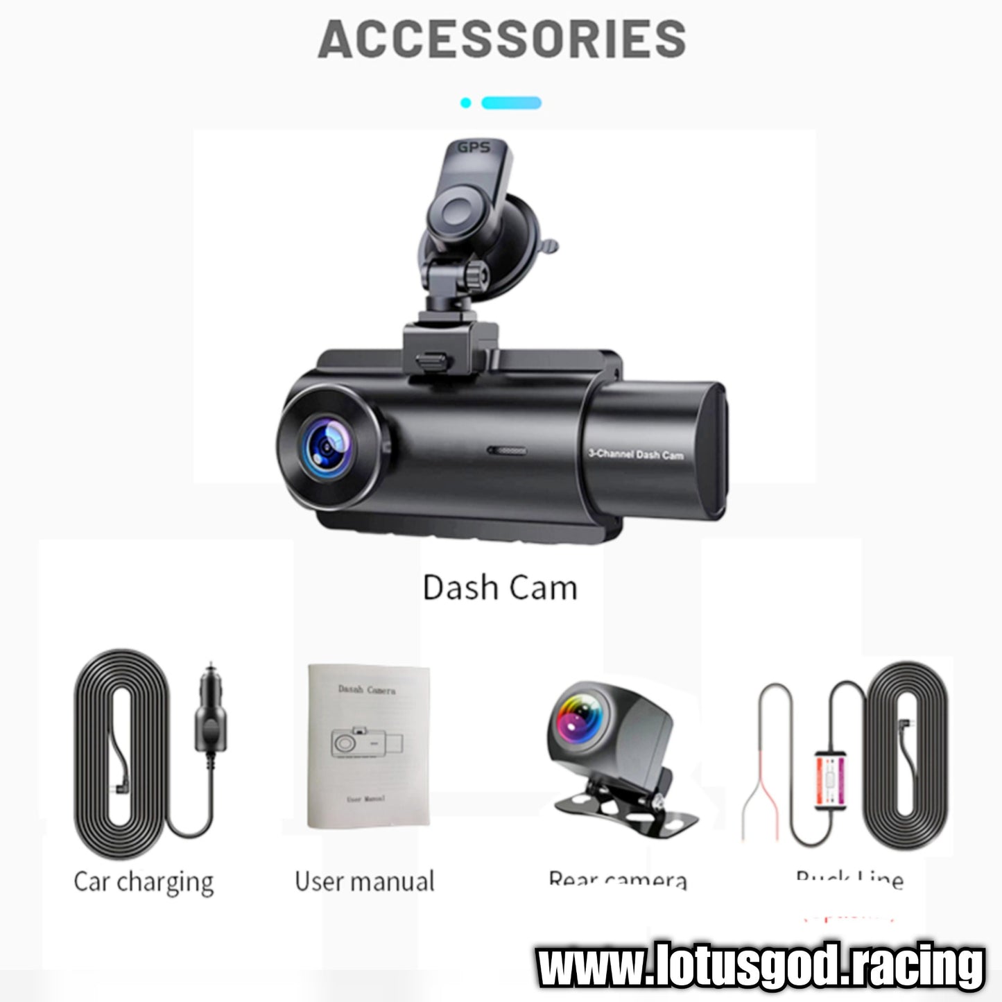 3 Channel Ultra HD Vison & Clear Dash Cam for 2 Front + 1 Rear 1080P Wide Angle View 130 Degree Camera + 64gb Sd Card For Vehicle GPS WIFI G Sensor Dvr Video Recorder 24 Hours Parking Monitor