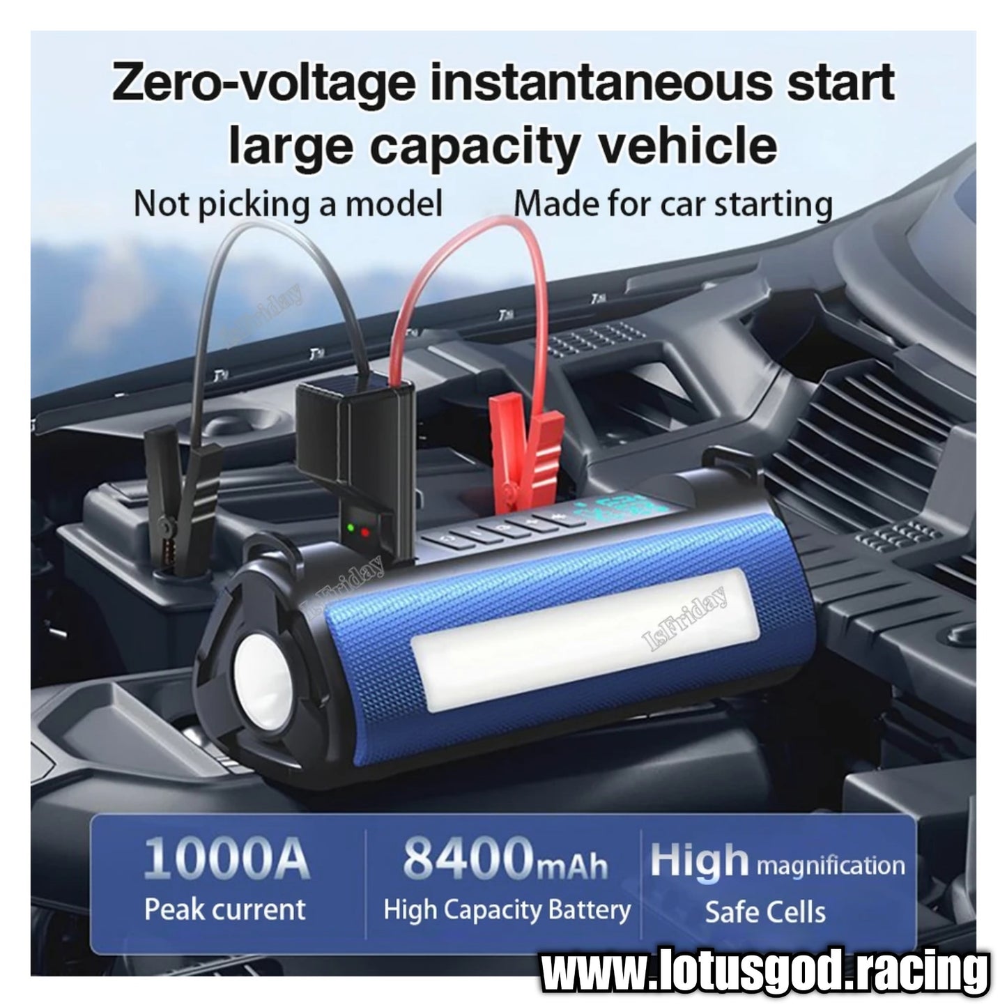 8400mah 4 In 1 Portable 12 Volts Car Jump Start + Air Pump Compressor Tyre Inflator + Power Bank Lighting + Automotive Car 12V Battery Starter