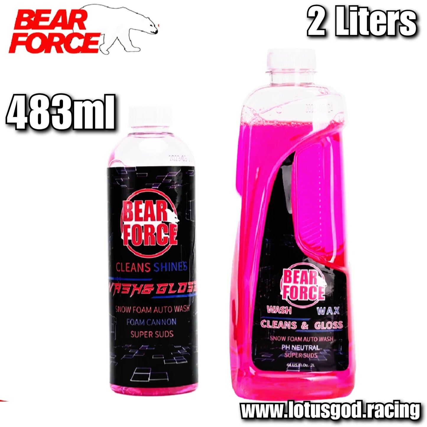 483ml | 2 Litres Thick Cherry Bear Nano Tech Wash + Wax & Shine Car Wash Cleaner Foam Shampoo For Motorcycle Car Lorry Van Pick Up Etc