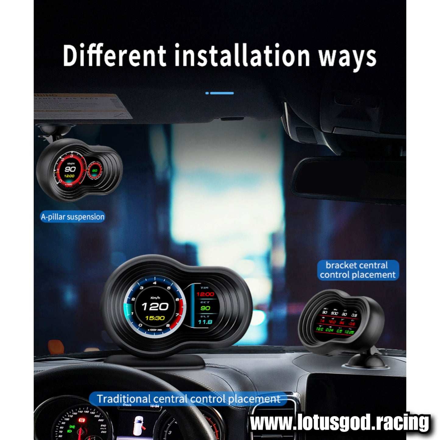 Obd2 Head Up Display HUD GPS Auto VSD Smart Car On Board Computer Gauge Speed Alarm Water Temperature Rpm Turbo Boost Meter