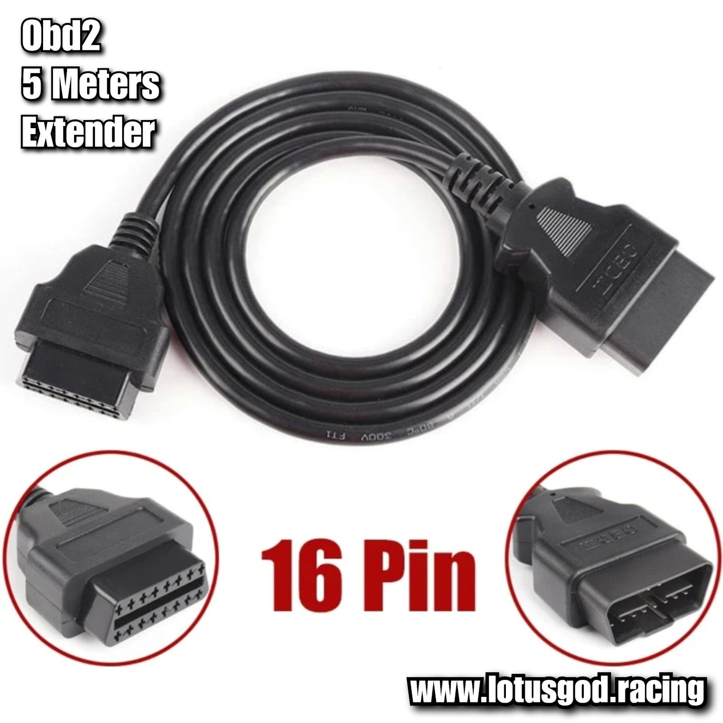 5 Meters Long 1 Way 16 Pin OBD 2 Extender OBD2 ELM327 Male To Dual Female OBDII Extension Connector Cable Socket For Car