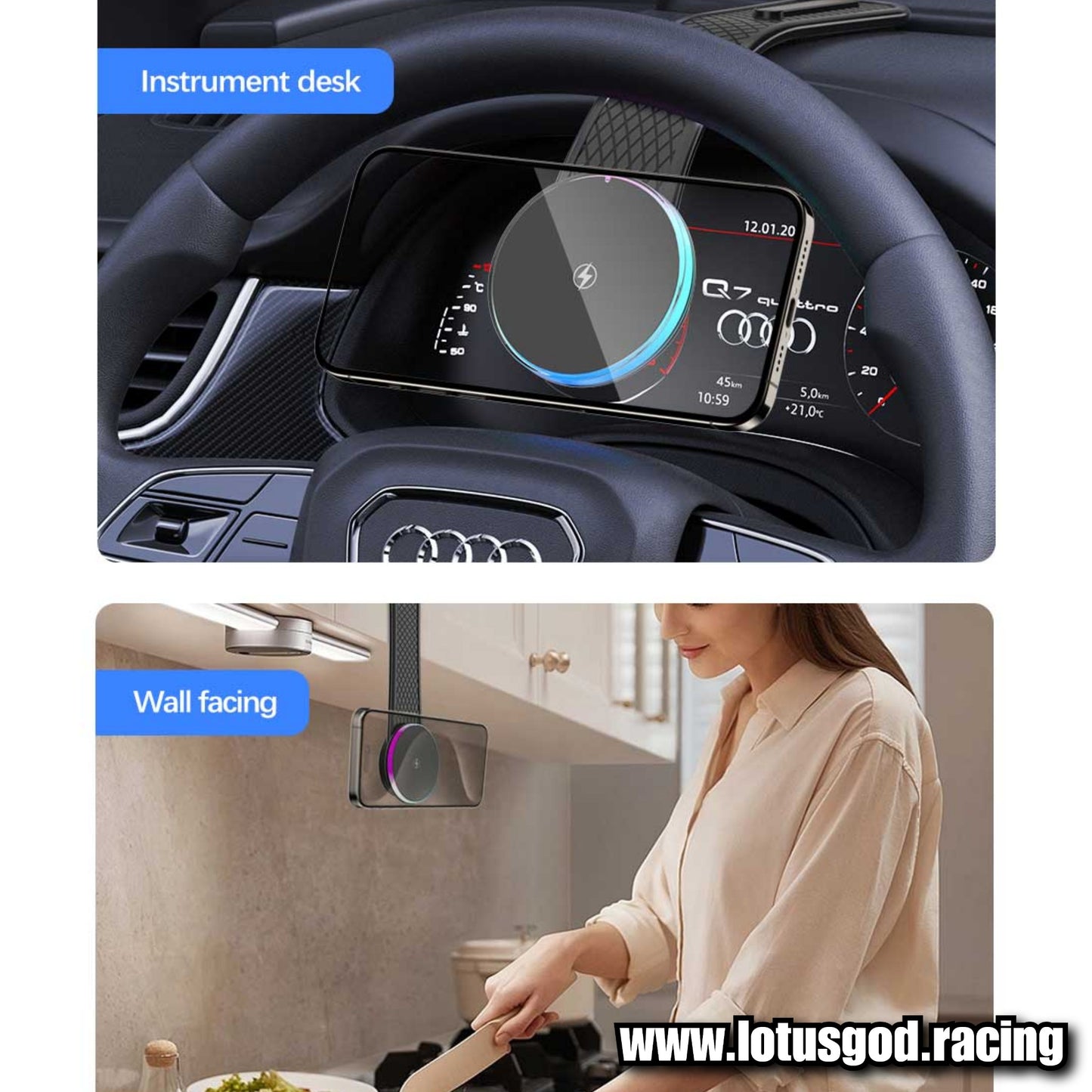Universal 360 Degree Foldable Flexible Magnetic Car Velcro Phone Holder for MagSafe Dashboard Magnet Car Mount for iPhone Android Handphone Etc