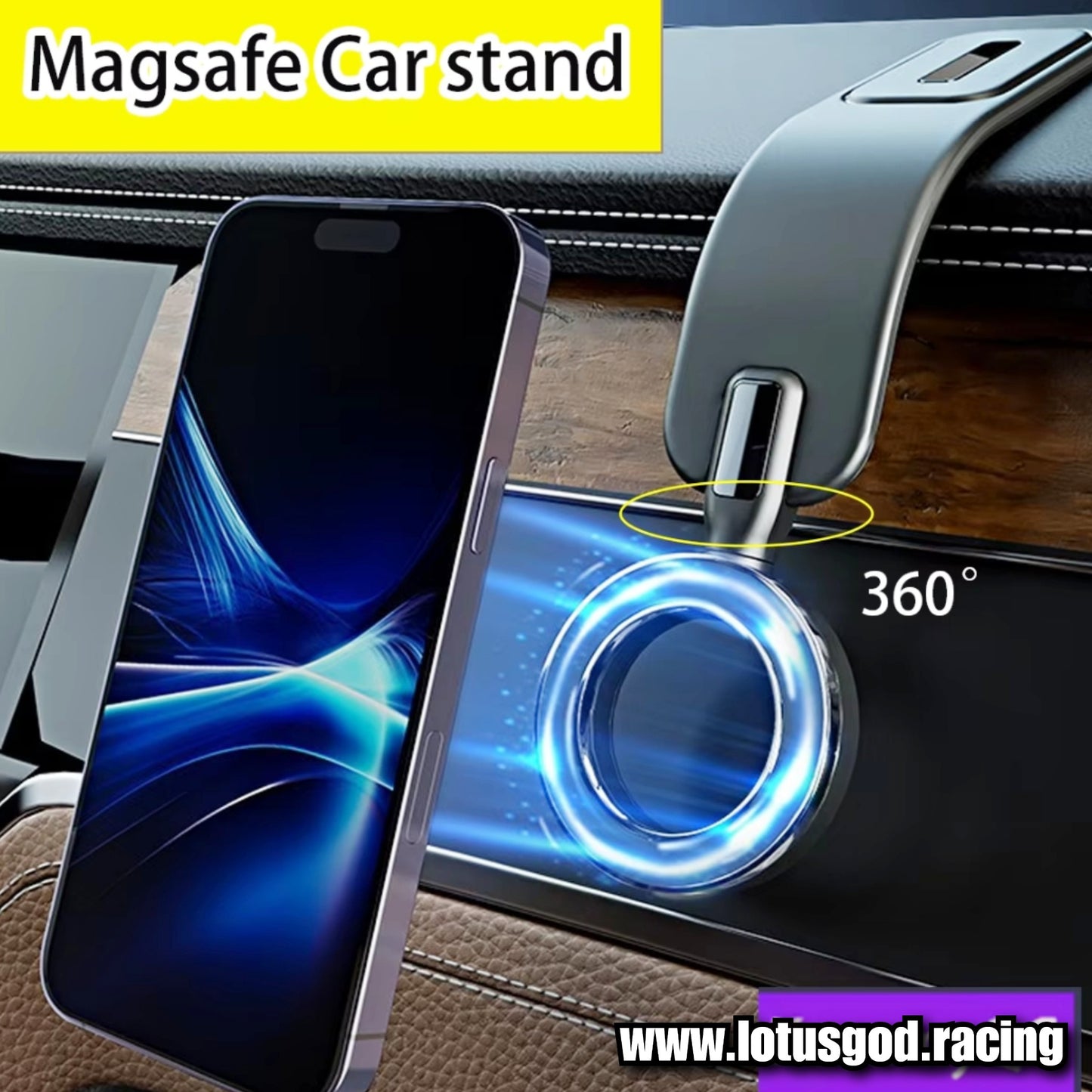 Universal 360 Degree Foldable Flexible Magnetic Car Velcro Phone Holder for MagSafe Dashboard Magnet Car Mount for iPhone Android Handphone Etc