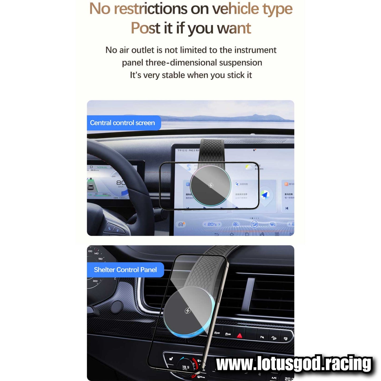 Universal 360 Degree Foldable Flexible Magnetic Car Velcro Phone Holder for MagSafe Dashboard Magnet Car Mount for iPhone Android Handphone Etc