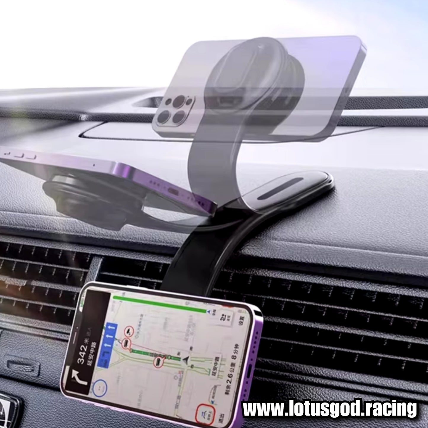 Universal 360 Degree Foldable Flexible Magnetic Car Velcro Phone Holder for MagSafe Dashboard Magnet Car Mount for iPhone Android Handphone Etc