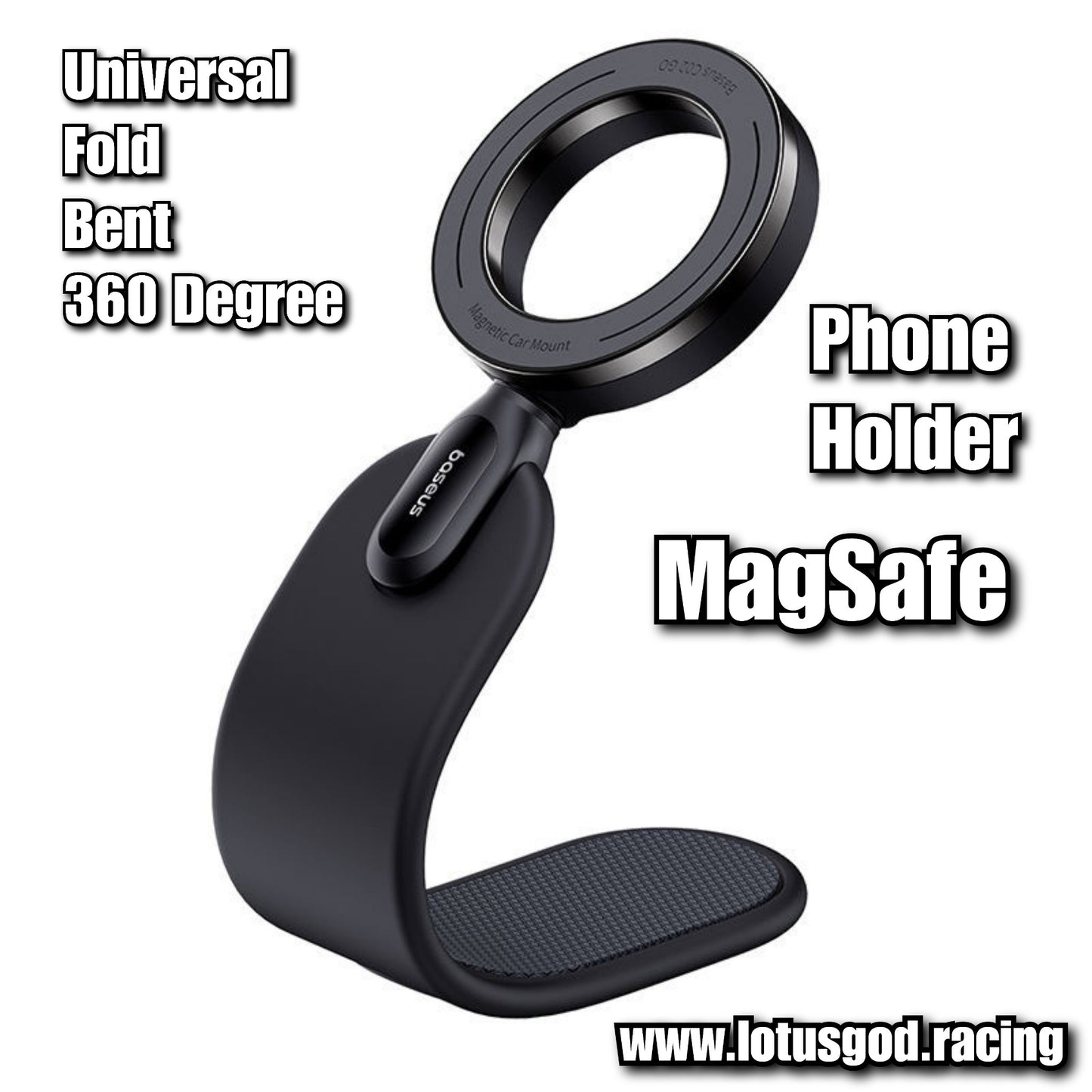 Universal 360 Degree Foldable Flexible Magnetic Car Velcro Phone Holder for MagSafe Dashboard Magnet Car Mount for iPhone Android Handphone Etc