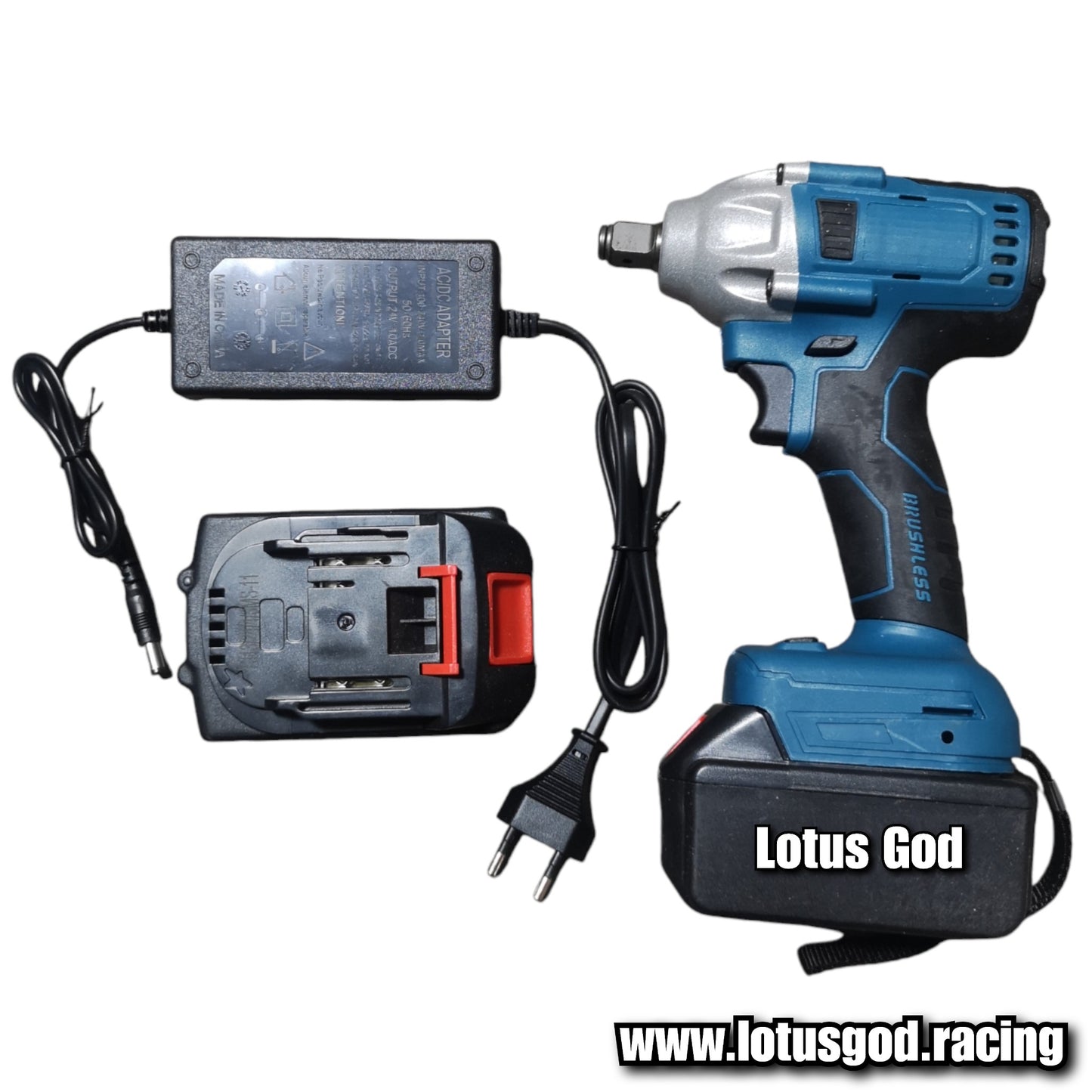 Grey 1/2" Square Drive 800Nm Cordless Electric Impact Wrench Brushless Electric Hand Gun Drill Wheel Nut Screw Bit Bolt Socket Power Tool + 2 Lithum 388vf Battery