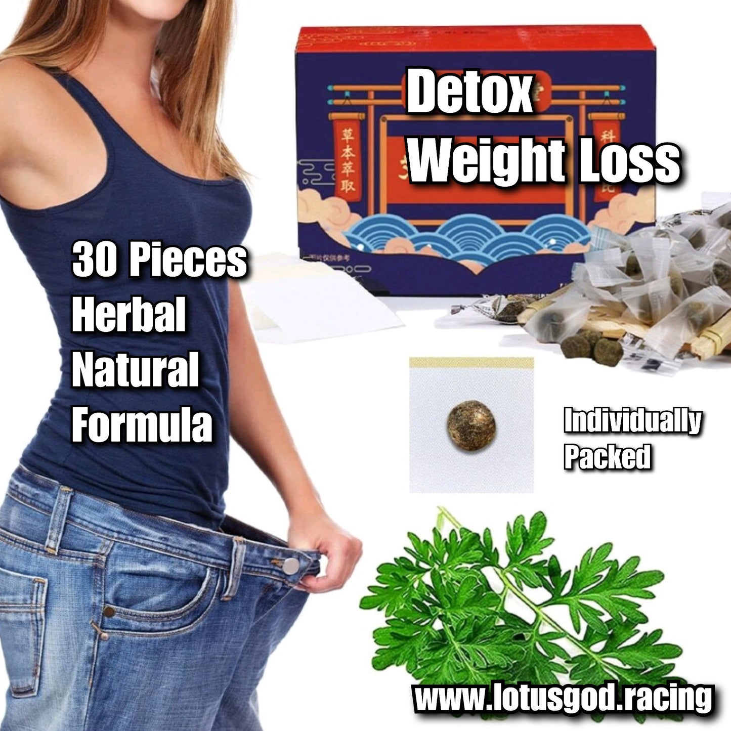Natural Herbal Slimming Navel Belly Stomach Detox Lose Weight Loss Effective Fat Burning Slim Patch (30 Pieces)