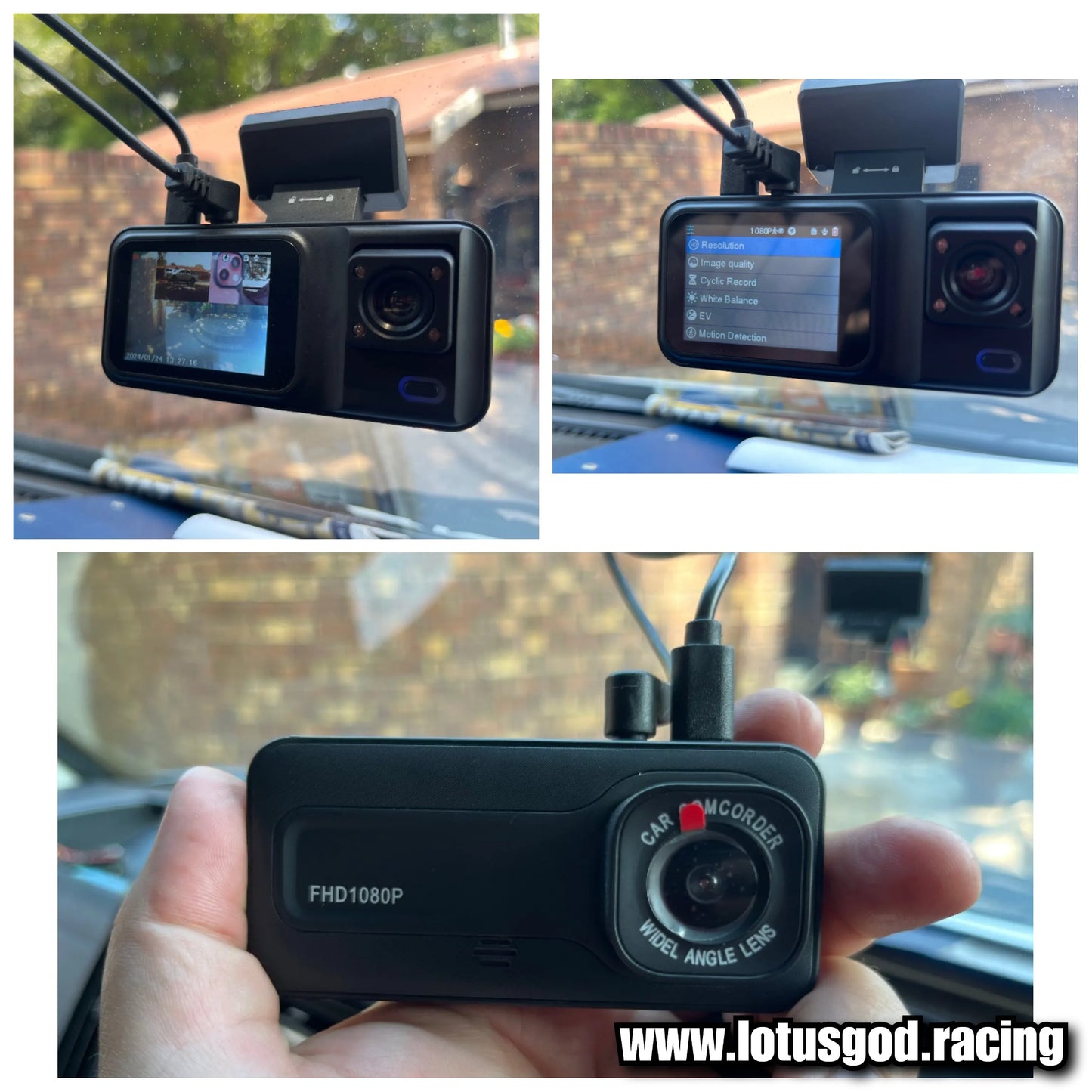 2 Front Dash Cam Dual Lens Adjustable Inside Camera + 1 Rear Cam 64gb Sd Card 2 Inch Screen G-sensor HD Night Vision Wide Angle Car DVR Driving Recorder (3 Cameras)