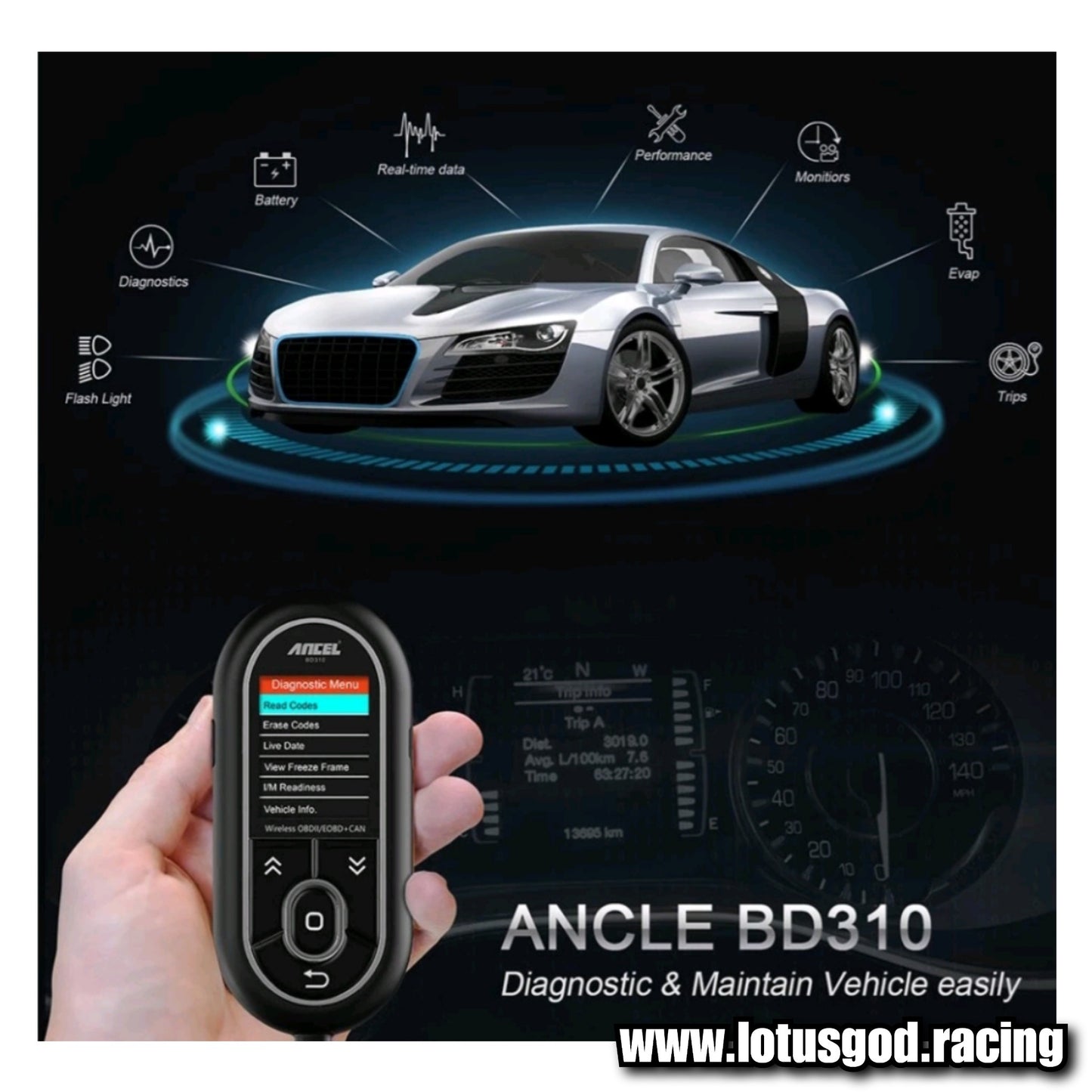 3 in 1 Auto Bluetooth OBD2 Scanner Professional On Board Computer For Car Digital Scan Meter Check Clear Fault Code Diagnostic Tools Obd Free Update BD310