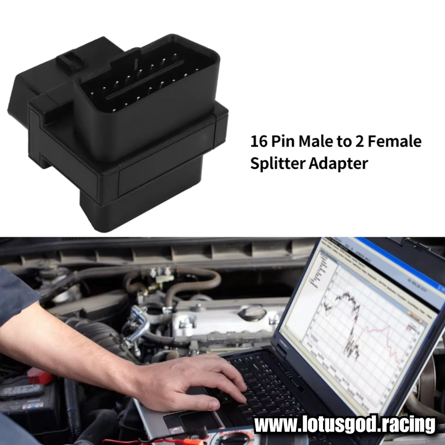 Shape 2 Way Obd Splitter - Flat + Thin 16 Pin OBD 2 Extender OBD2 ELM327 1 Male To 2 Female Elbow OBDII Extension Connector Cable Socket For Car