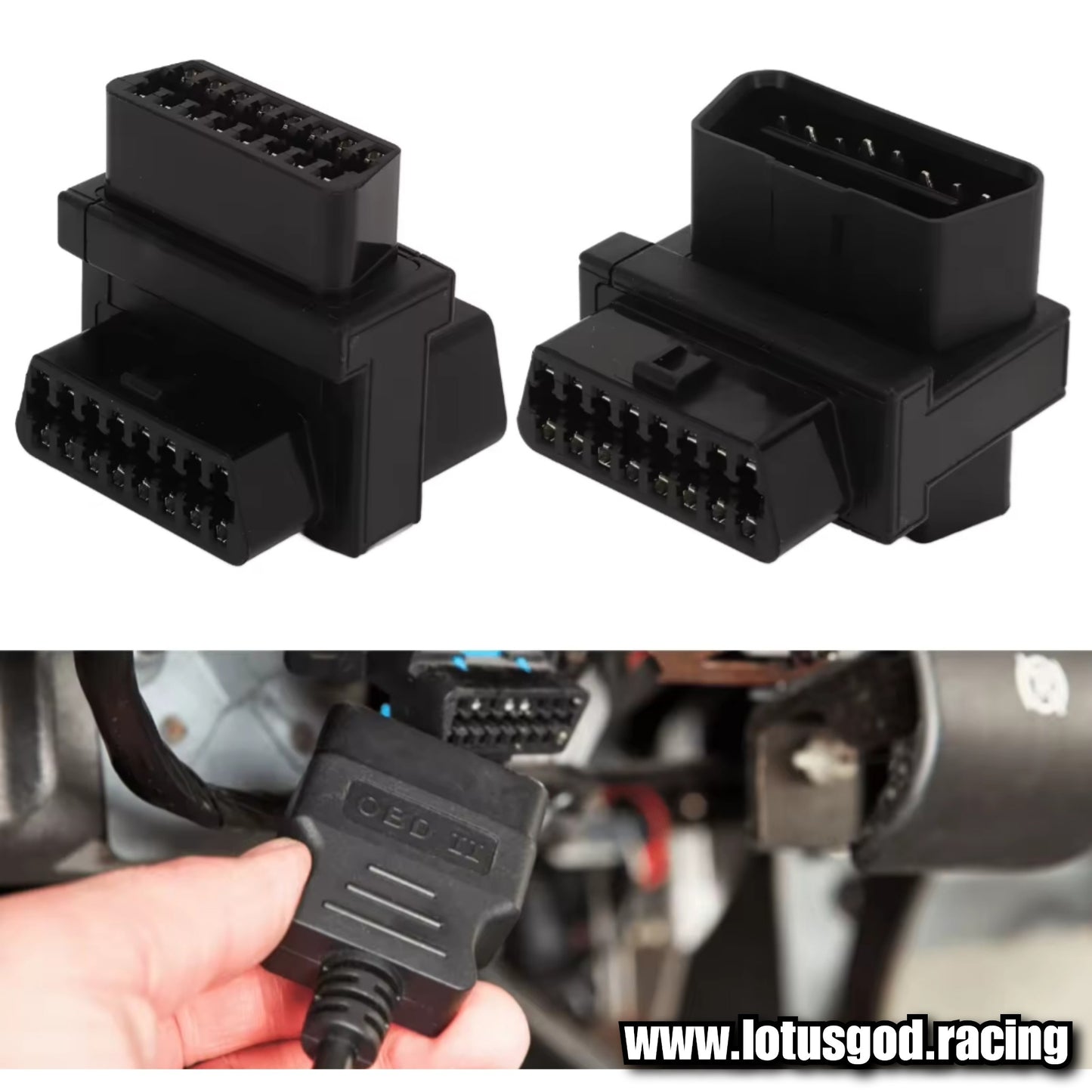 Shape 2 Way Obd Splitter - Flat + Thin 16 Pin OBD 2 Extender OBD2 ELM327 1 Male To 2 Female Elbow OBDII Extension Connector Cable Socket For Car